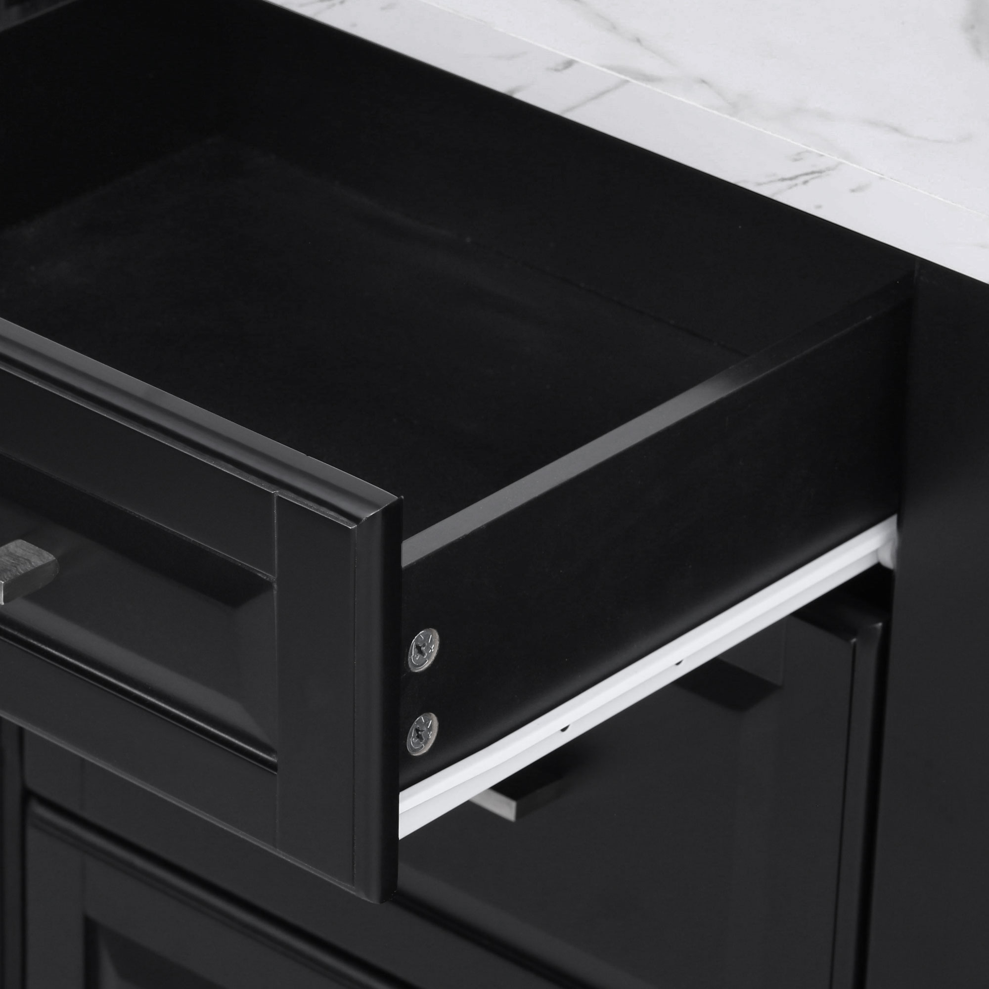 K&K 50.7" Kitchen Island with Storage Tilt Trash Can Cabinet and Pull Out Cabinet Organizer, Rolling Kitchen Island on 5 Wheels with Drop Leaf, 2 Drawers, 1Door for Kitchen, Dining Room, Black - Image 4