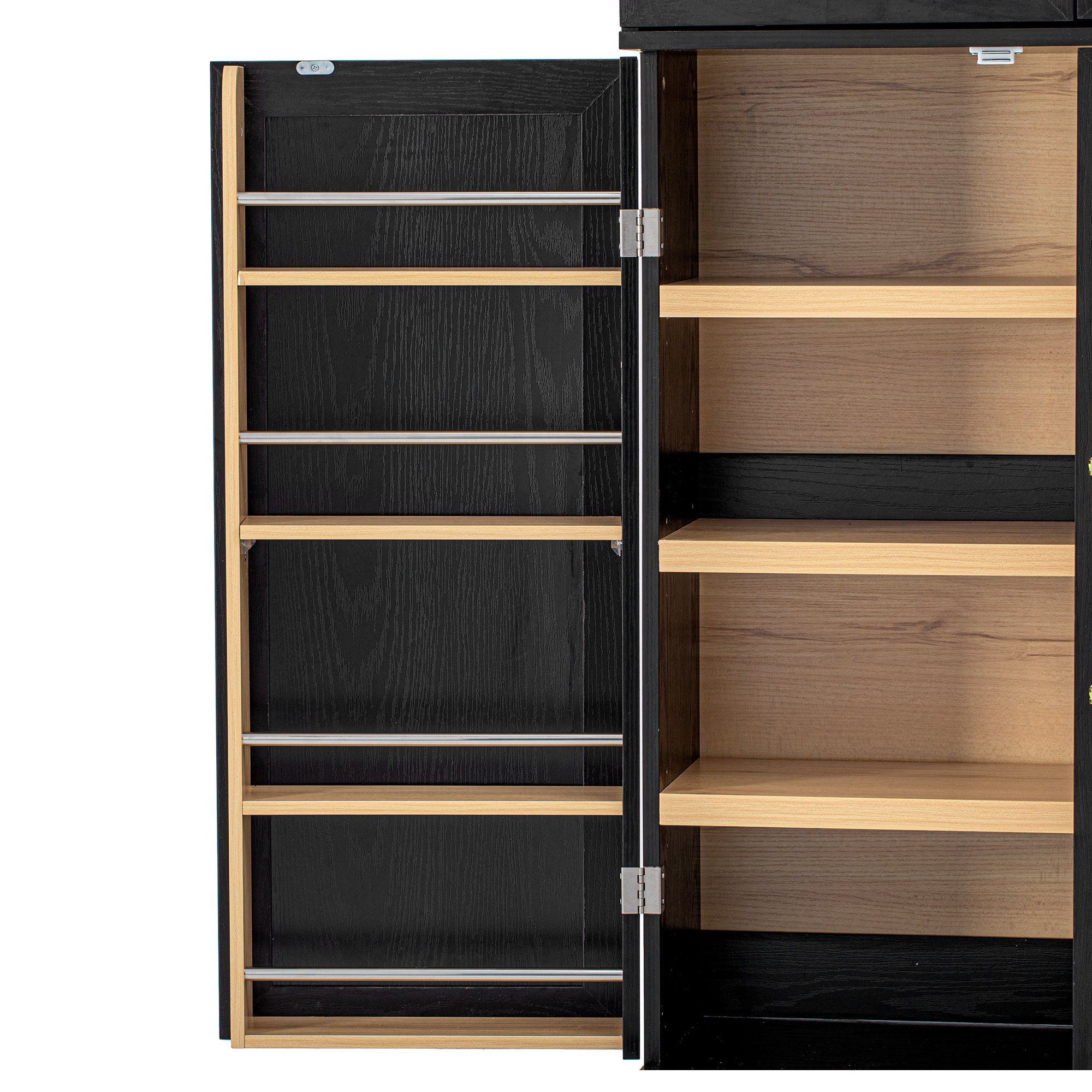 K&K 78.2" Tall Farmhouse Kitchen Pantry Cabinet with 8 Door Shelves, Storage Cabinet with 3 Adjustable Shelves, 3 Large Drawers, Versatile Cupboard for Kitchen, Dining & Bathroom, Ash Black - Image 3
