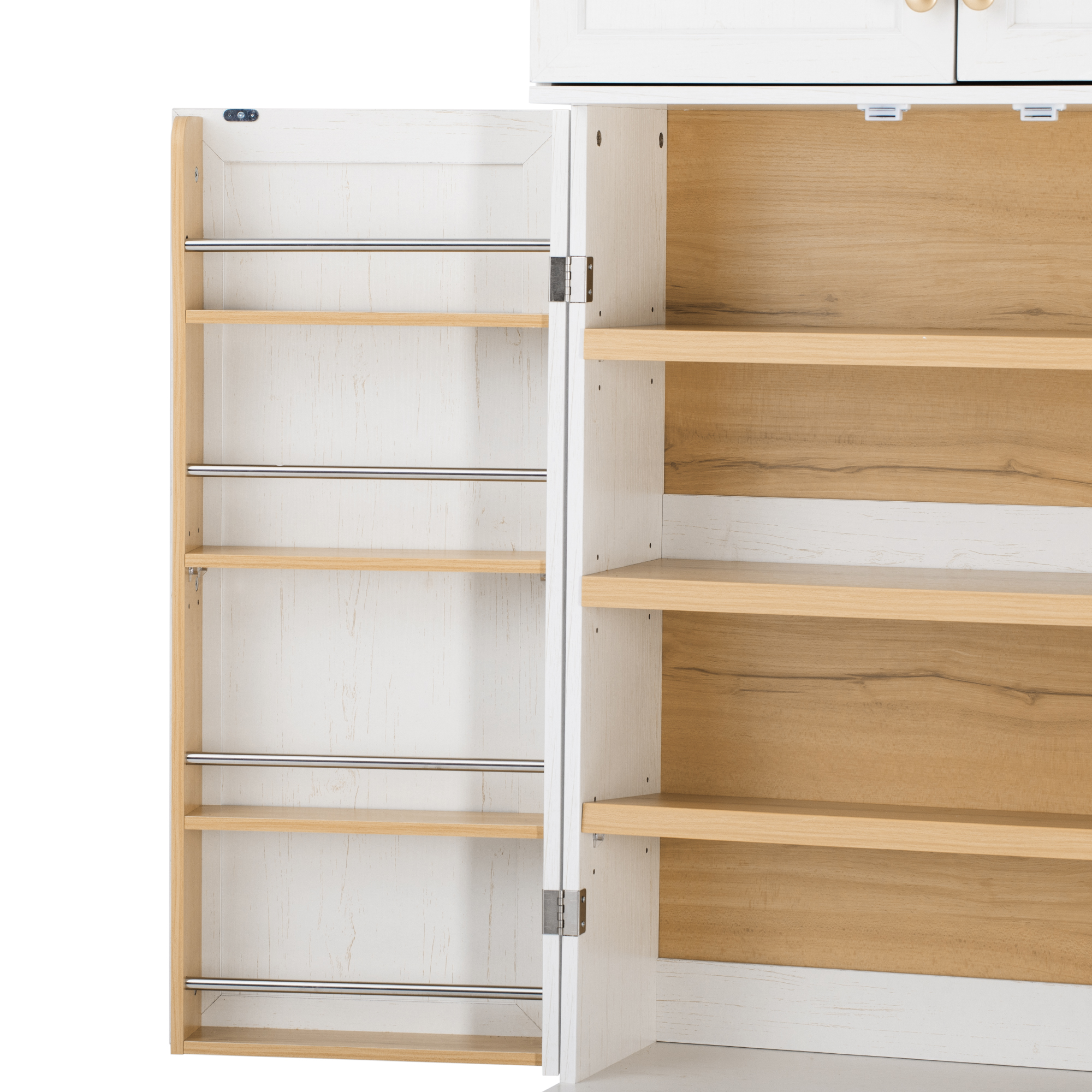 K&K 78.2" Tall Farmhouse Kitchen Pantry Cabinet with 8 Door Shelves, Storage Cabinet with 3 Adjustable Shelves, 3 Large Drawers, Versatile Cupboard for Kitchen, Dining & Bathroom, Retro White - Image 5