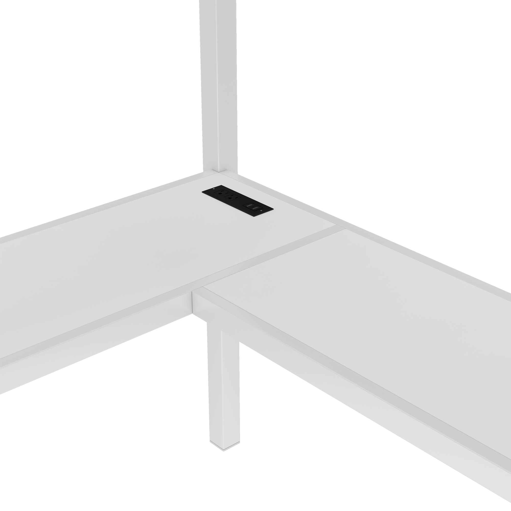 Queen Size Loft Bed with L-shaped Desk and USB, Metal Loft Bed with Wardrobe and Adjustable Shelf, High Loft Bed with LED for Kids Teens Adults, White - Image 5