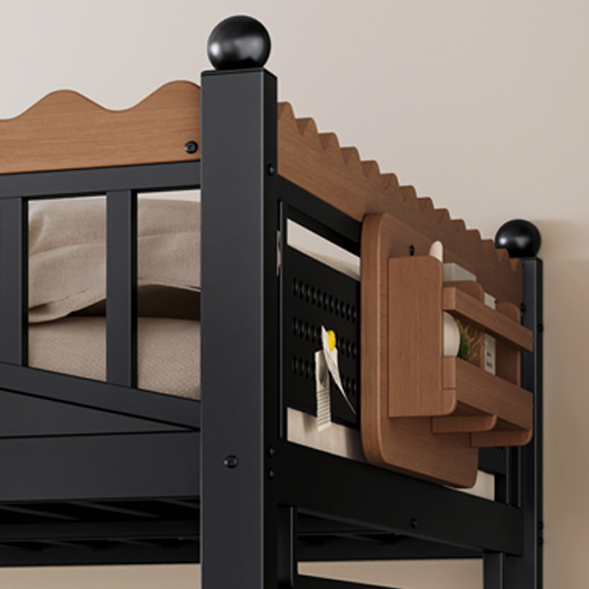 Queen Size Loft Bed with Storage Stairs, Metal Loft Beds Frame with Storage Shelves and bookshelf, Loft Bed for Bedroom, Guest, Dorms, Black - Image 6
