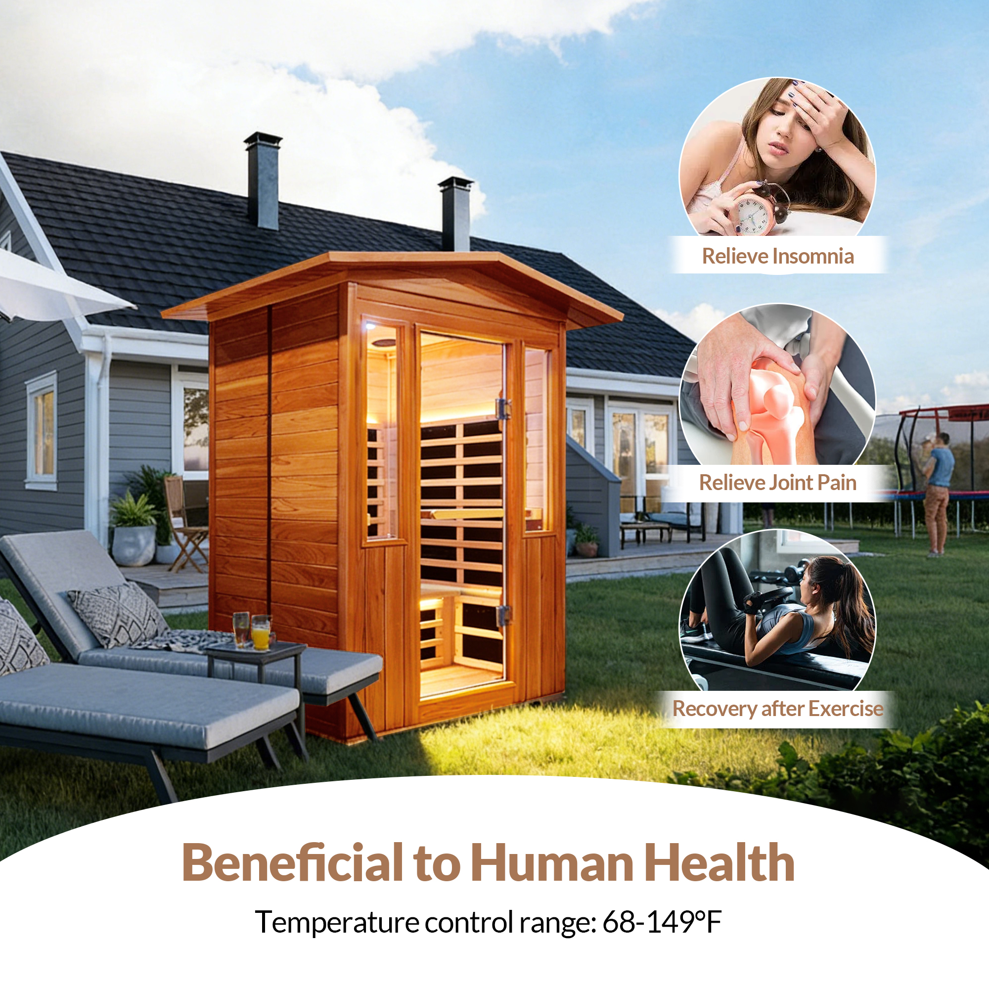 Outdoor Double Red Cedar Far Infrared Sauna Room - Image 3