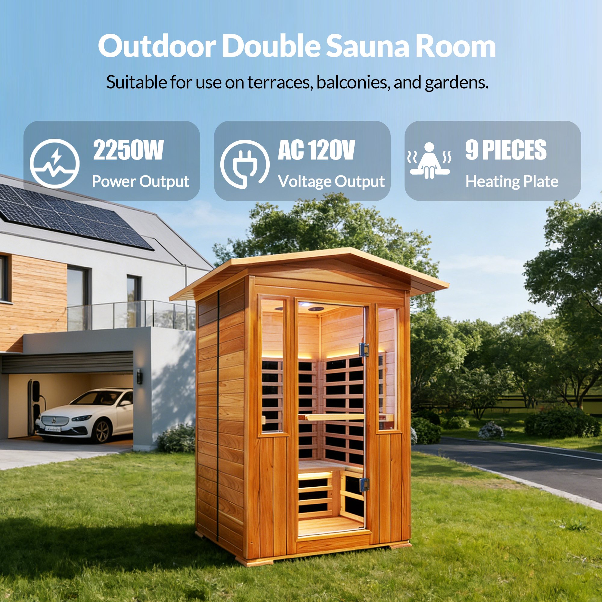 Outdoor Double Red Cedar Far Infrared Sauna Room - Image 4