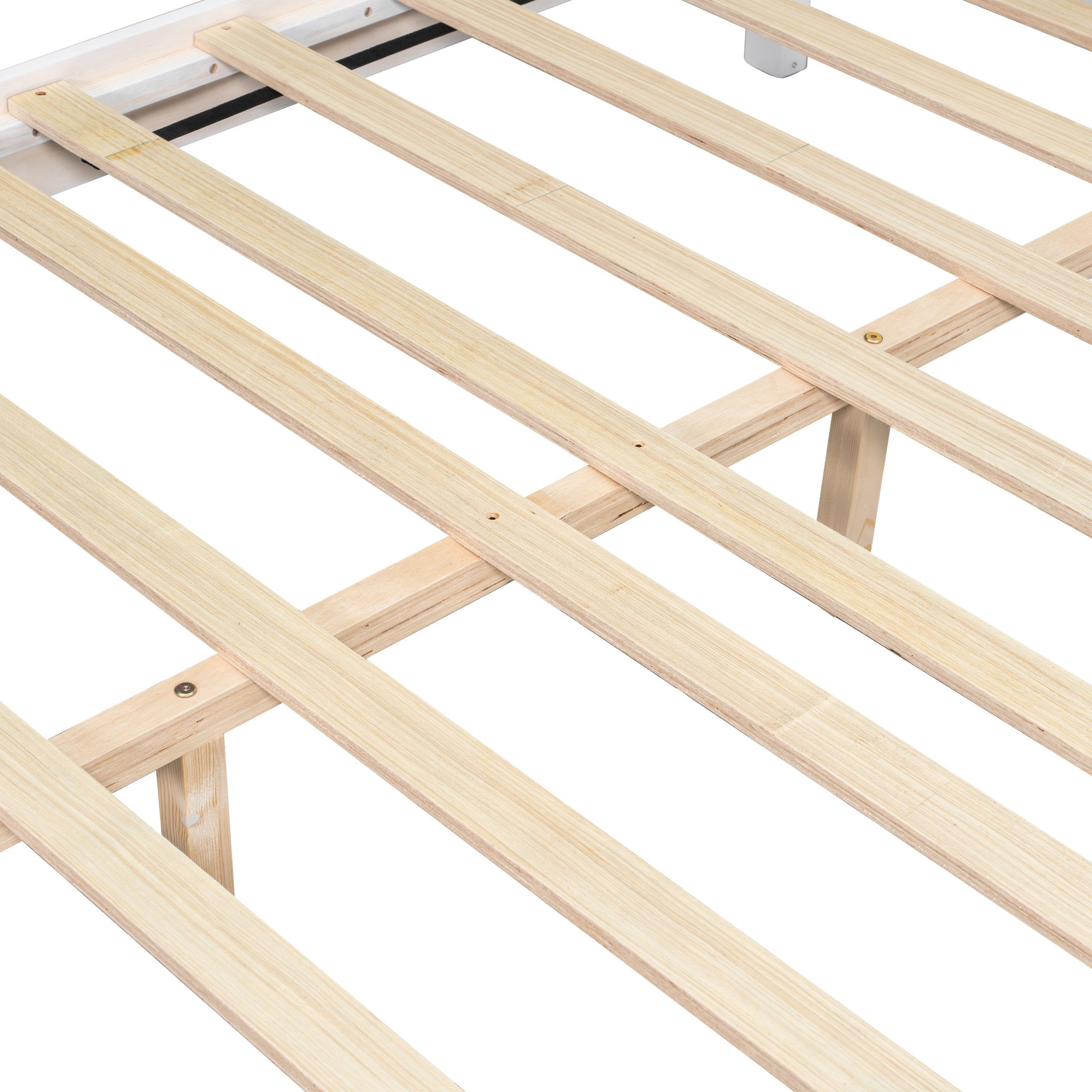 Stylish Queen Size Bed Frame - White Solid Wood King Bed, 600lbs Weight Limit, Compatible with 8 - 10" Mattress, Contemporary Bedroom Furniture - Image 4