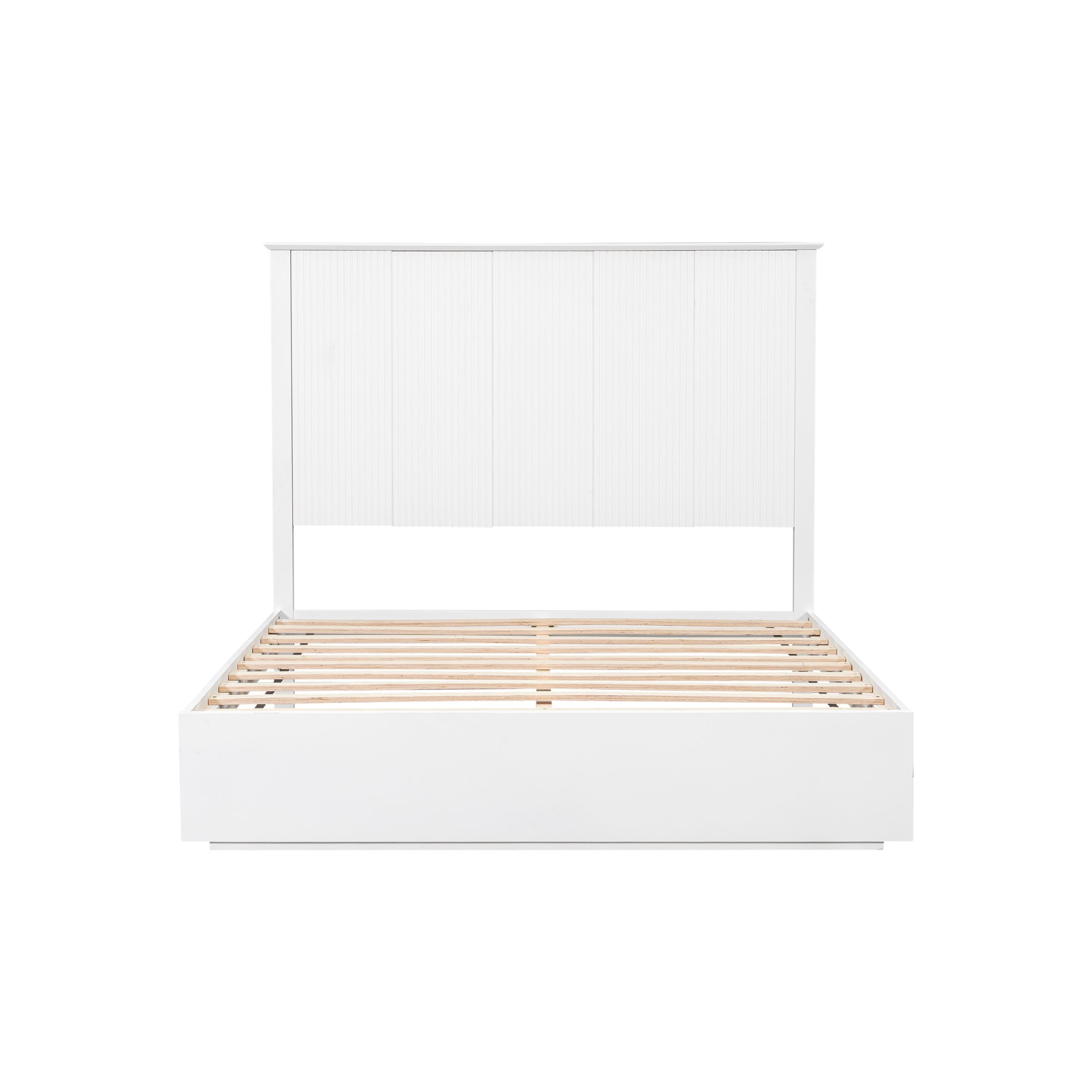 Stylish Queen Size Bed Frame - White Solid Wood King Bed, 600lbs Weight Limit, Compatible with 8 - 10" Mattress, Contemporary Bedroom Furniture - Image 5