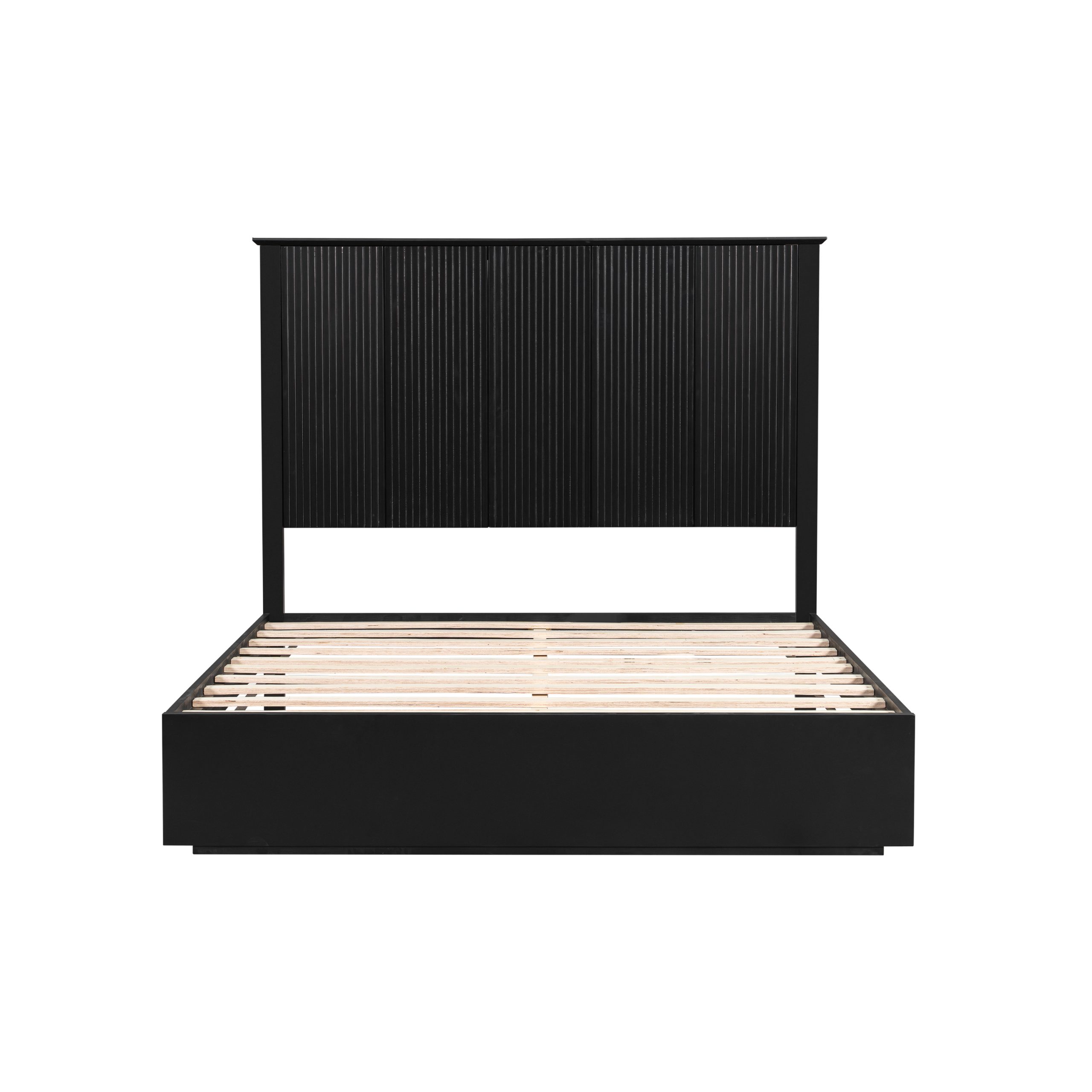 Stylish Queen Size Bed Frame - Black Solid Wood King Bed, 600lbs Weight Limit, Compatible with 8 - 10" Mattress, Contemporary Bedroom Furniture - Image 4