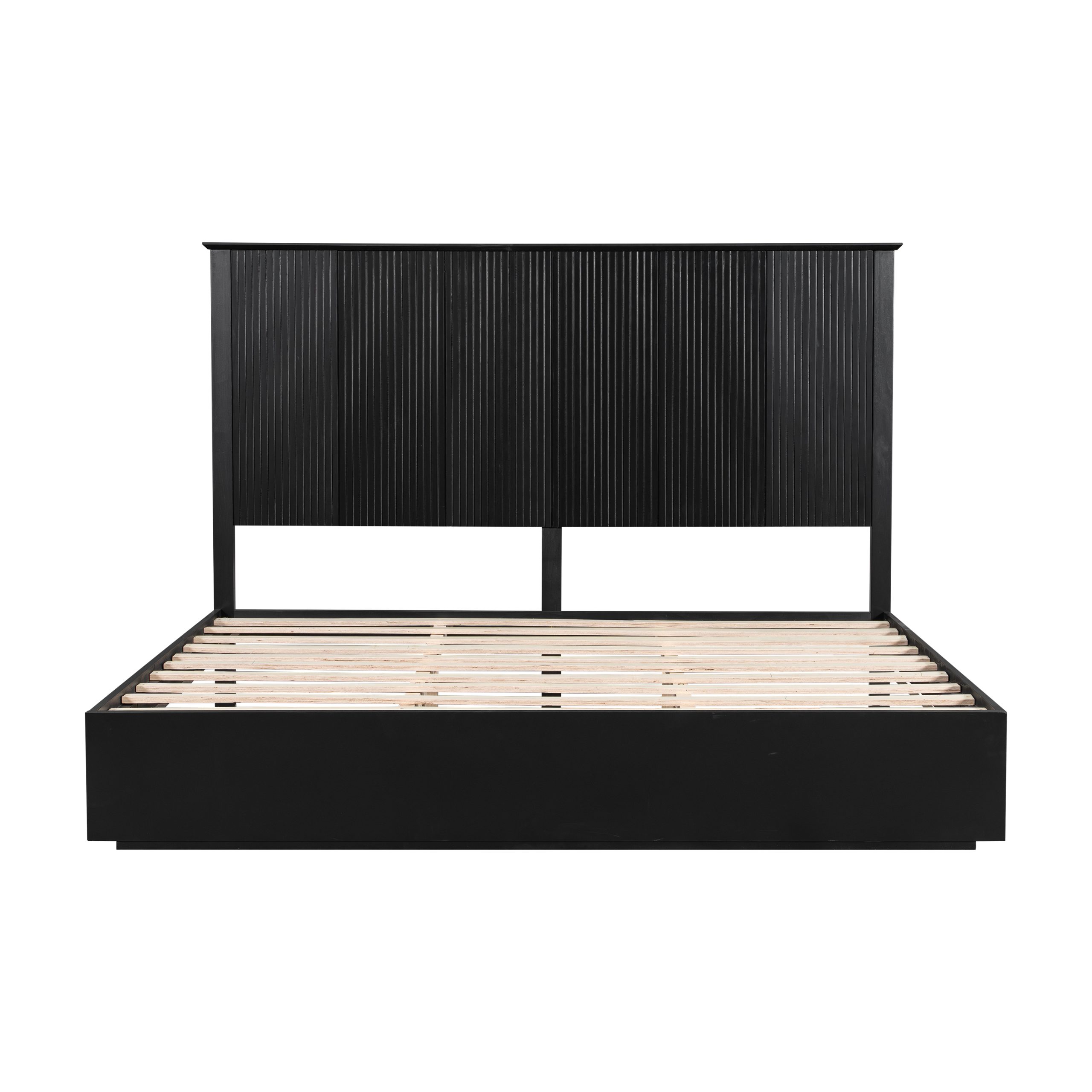 Stylish King Size Bed Frame - Black Solid Wood King Bed, 600lbs Weight Limit, Compatible with 8 - 10" Mattress, Contemporary Bedroom Furniture - Image 4