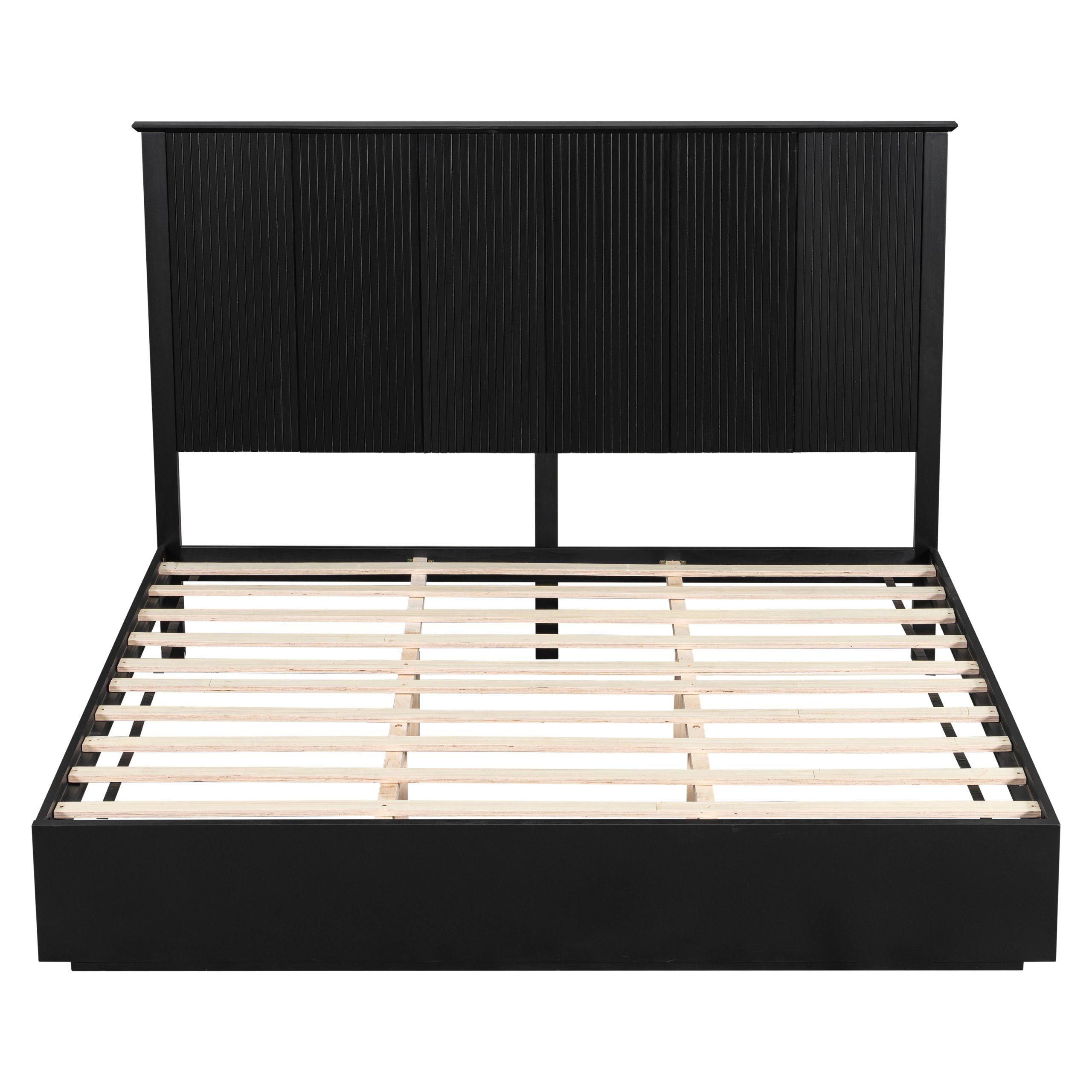 Stylish King Size Bed Frame - Black Solid Wood King Bed, 600lbs Weight Limit, Compatible with 8 - 10" Mattress, Contemporary Bedroom Furniture - Image 5