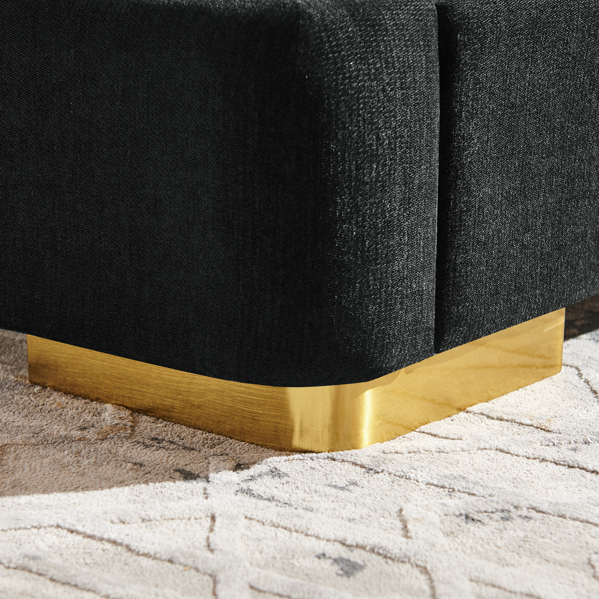Queen Size Extra Large Platform Bed, Soft Chenille Fabric Frame, Curved Headboard, Reinforced Electroplated Metal Legs, Flexible DIY Side Space Design-Black - Image 6