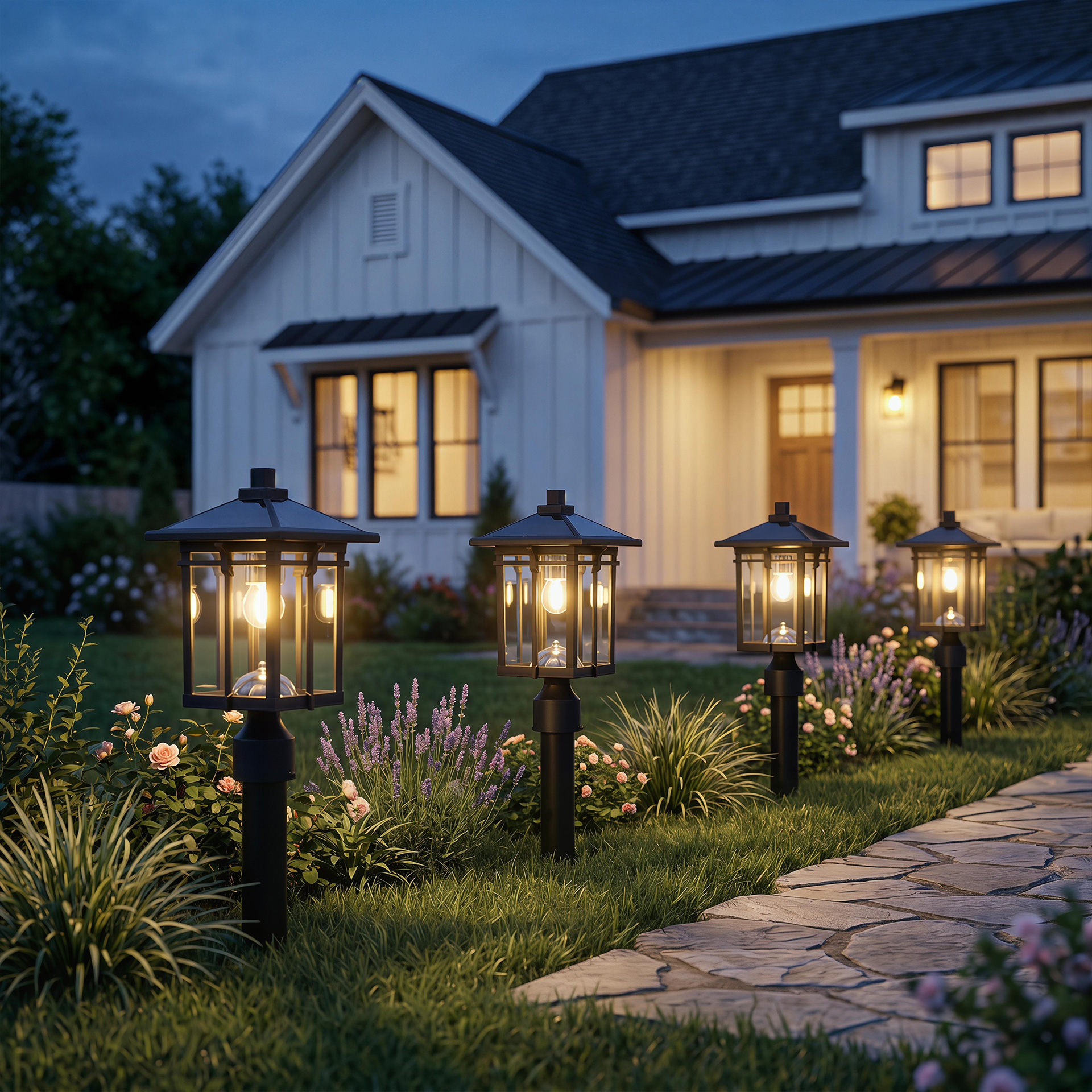 Solar Post Light Outdoor, Dusk to Dawn Post Lamp Solar Powered with Pier Mount Base for Pole Pillar Gates Yard Garden Pathway - Image 2