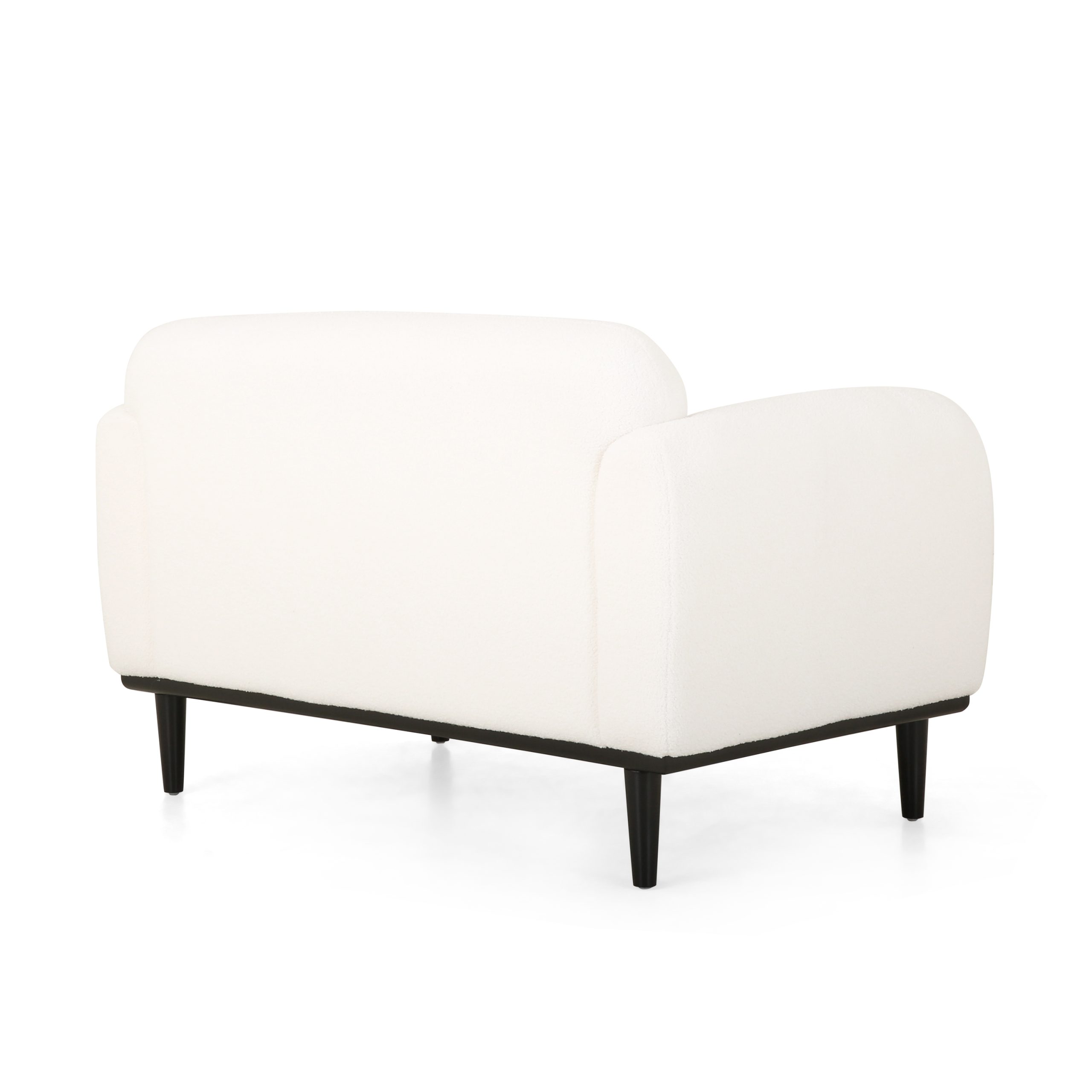 Bouclé Fabric Loveseat Sofa - 50 Inch White Upholstered 2-Seater with Black Legs, Comfortable & Stylish for Living Room, Office, or Reading Nook,White - Image 6