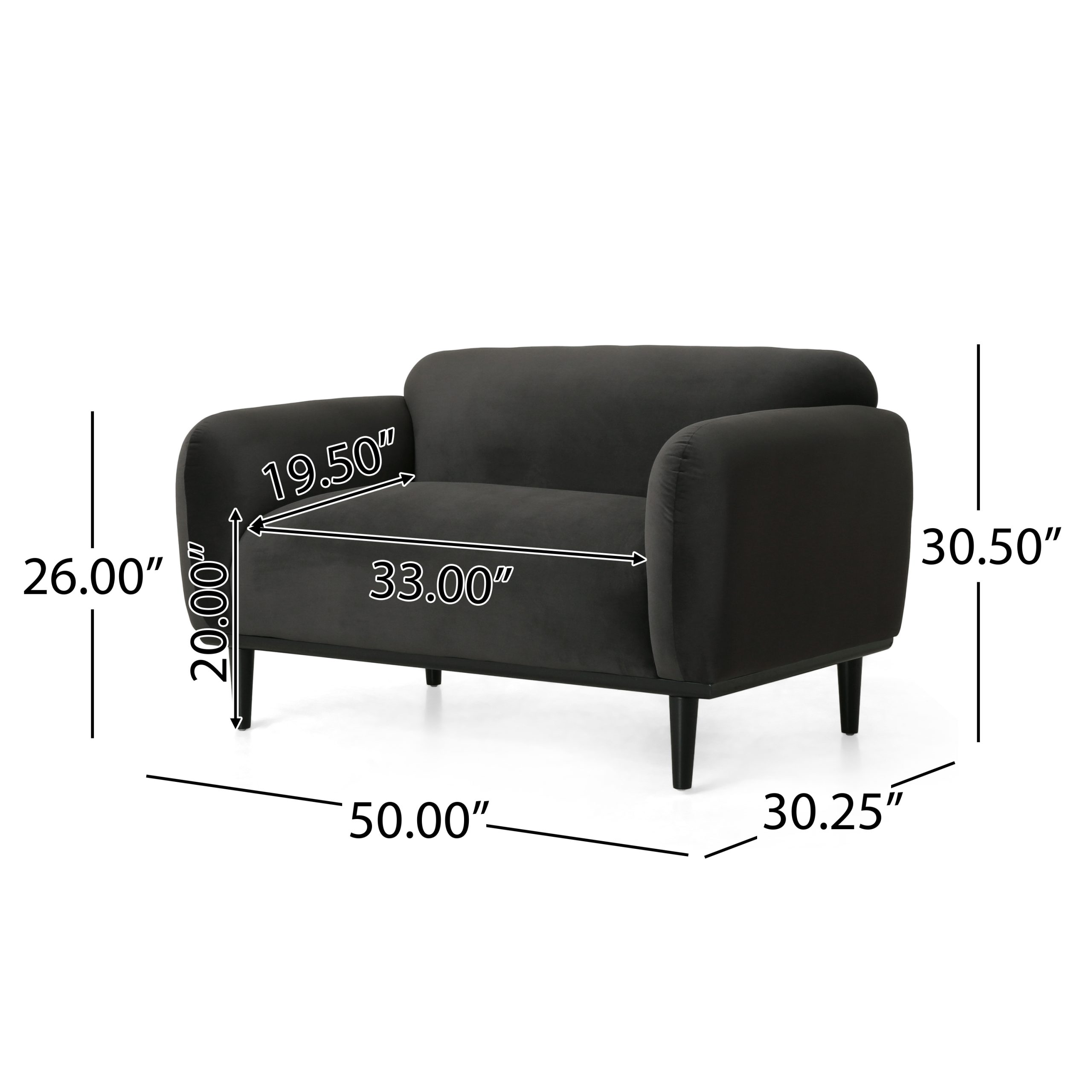 Loveseat Sofa - 50"Dark Gray Upholstered 2-Seater with Black Legs, Comfortable & Stylish for Living Room, Office, or Reading Nook,Dark Gray - Image 4