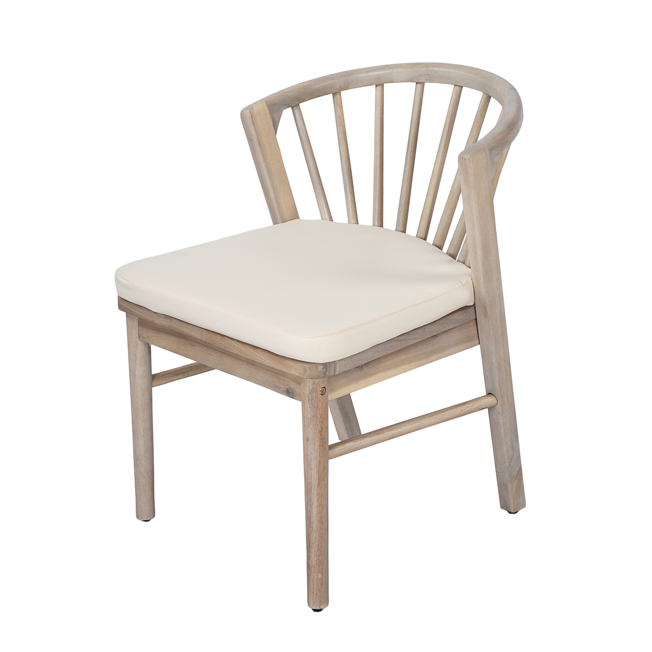 Outdoor Dining Chairs Set of 2, Acacia Wood Patio Chairs with Cream Washable Cushion,for Backyard, Poolside, Garden,Light White - Image 6