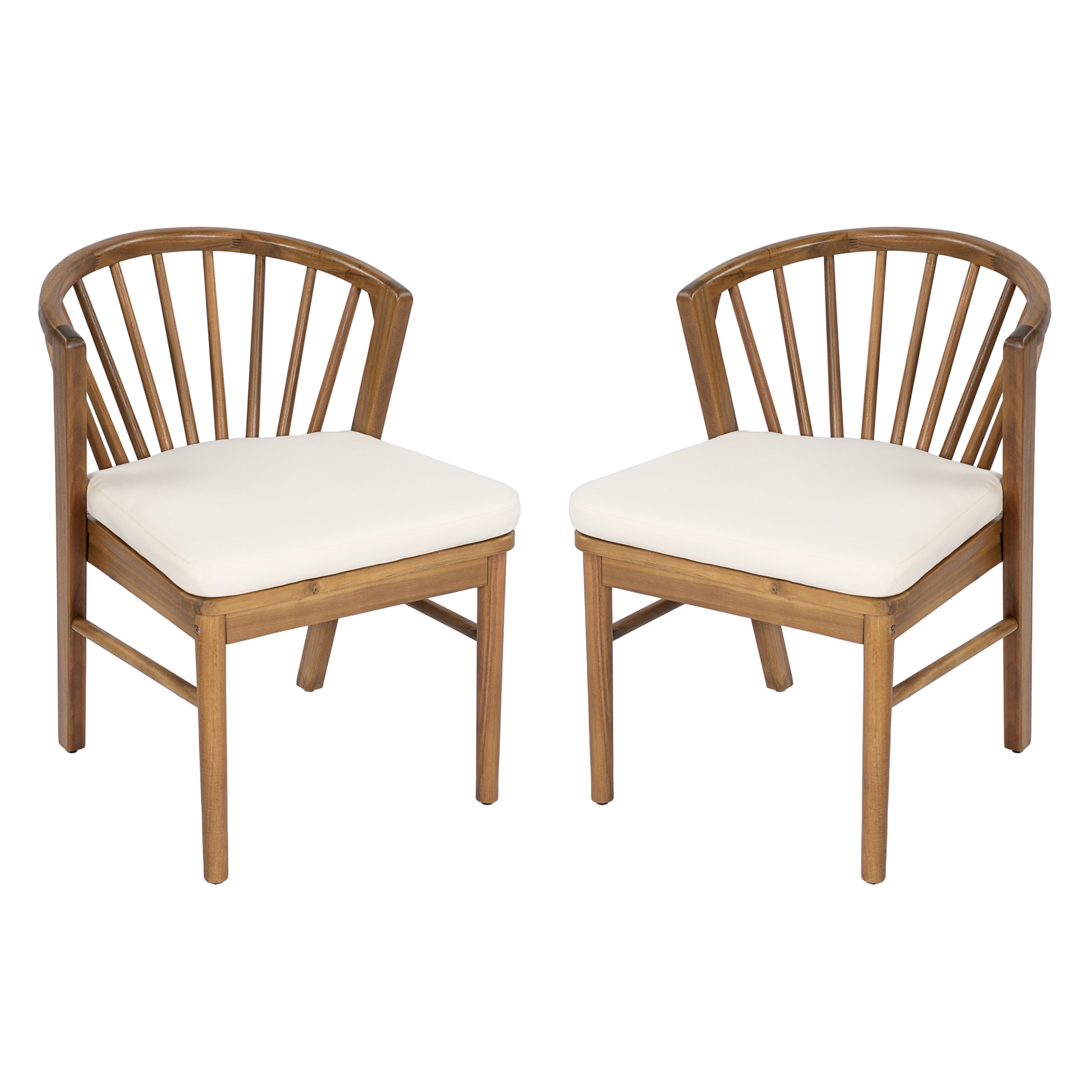 Outdoor Dining Chairs Set of 2, Acacia Wood Patio Chairs with Cream Washable Cushion,for Backyard, Poolside, Garden,Teak - Image 3