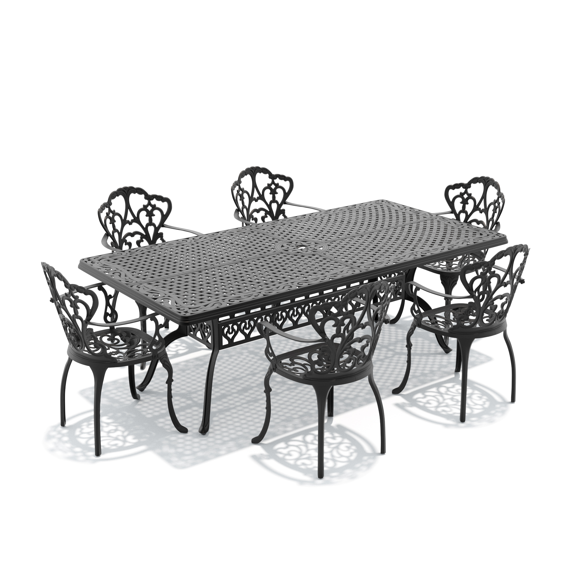 7-Piece Set Of Cast Aluminum Patio Furniture With Black Frame and Off-white Seat Cushions(same sku:W1710S00173 , W1710S00409) - Image 4