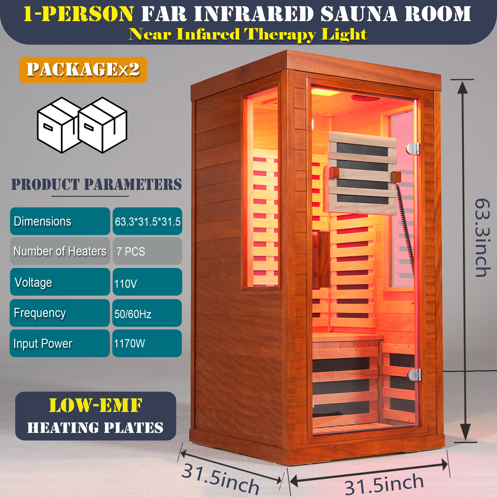 One person infrared sauna with red light - Image 4