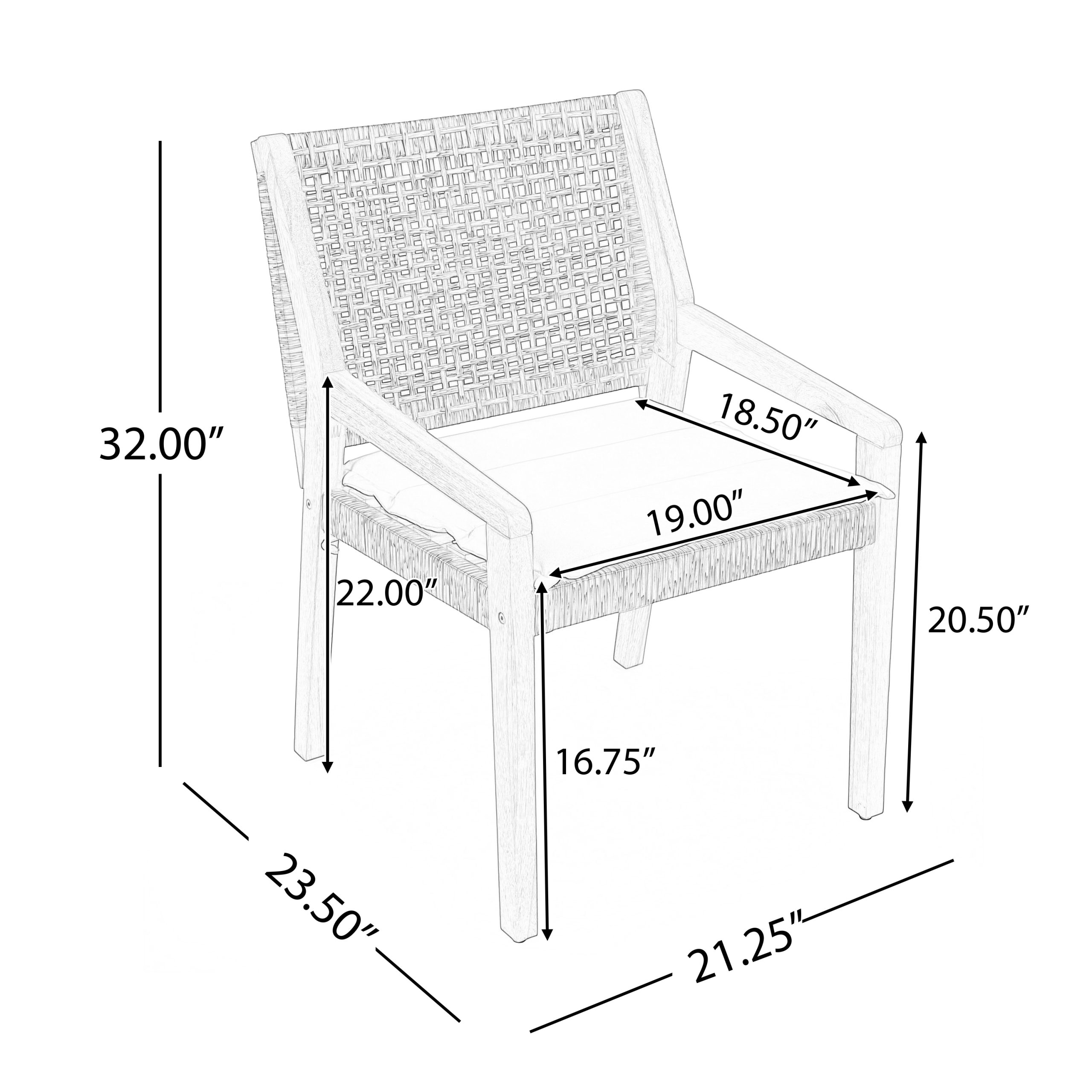 Outdoor Dining Set – Premium Acacia Wood Hermosa Table & Wicker Chairs with Cream Cushion for Comfortable Dining Experience,Suitable for large gatherings(1 Table + 4 Chairs) - Image 2