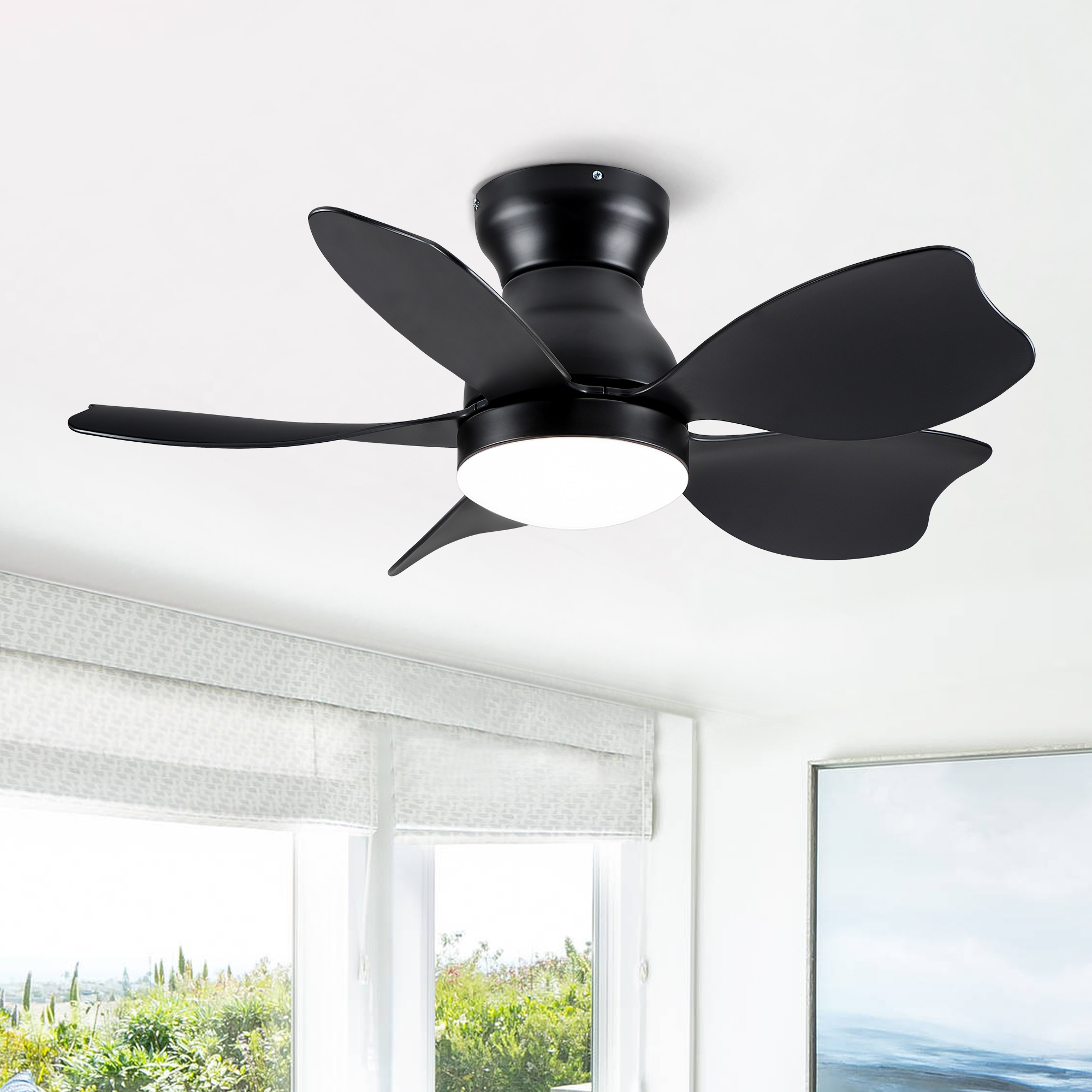 30" Small Kid's Low Profile Flush Mount Ceiling Fan Lighting with Remote Control for Small Children Room - Image 2