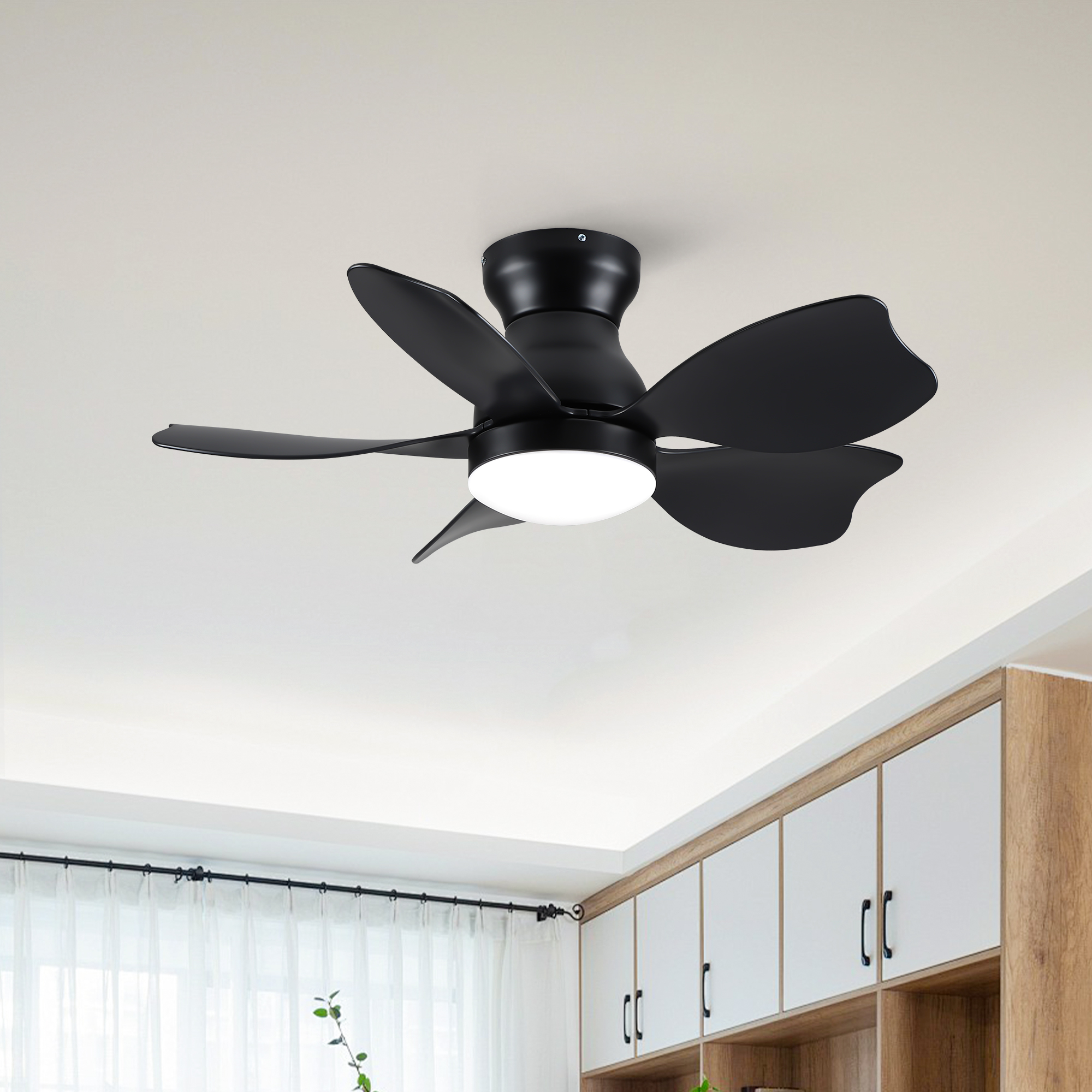 30" Small Kid's Low Profile Flush Mount Ceiling Fan Lighting with Remote Control for Small Children Room - Image 3