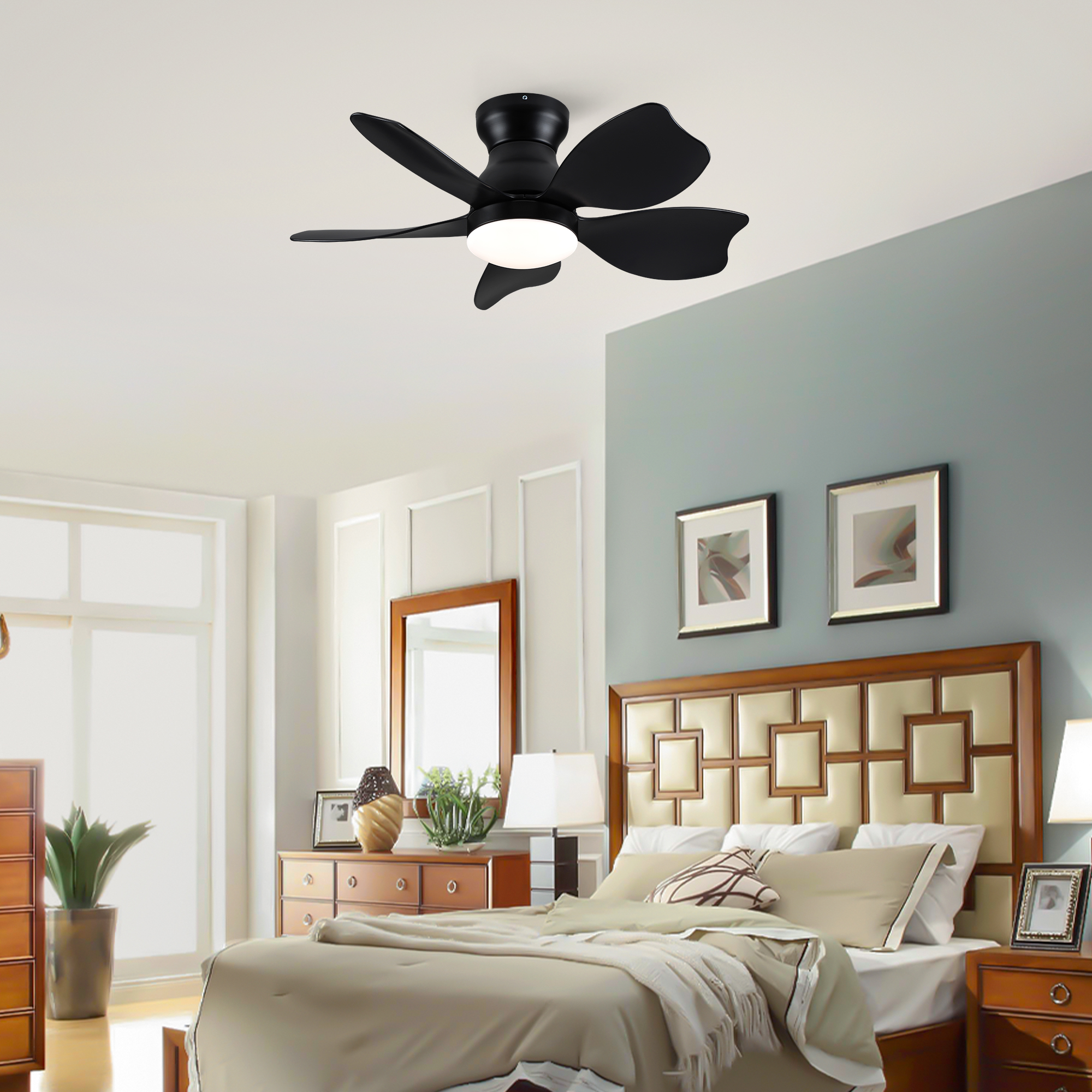 30" Small Kid's Low Profile Flush Mount Ceiling Fan Lighting with Remote Control for Small Children Room - Image 6