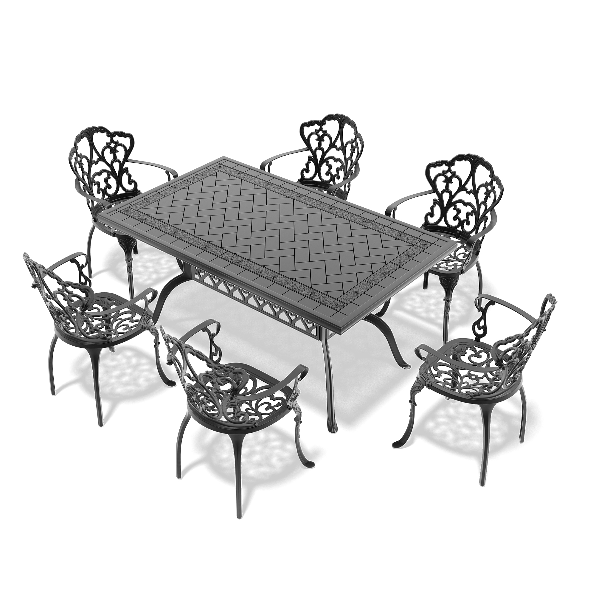 7-Piece Set Of Cast Aluminum Patio Furniture With Off-white Cushions (same as:W1710S00577 ,W1710S00401) - Image 4