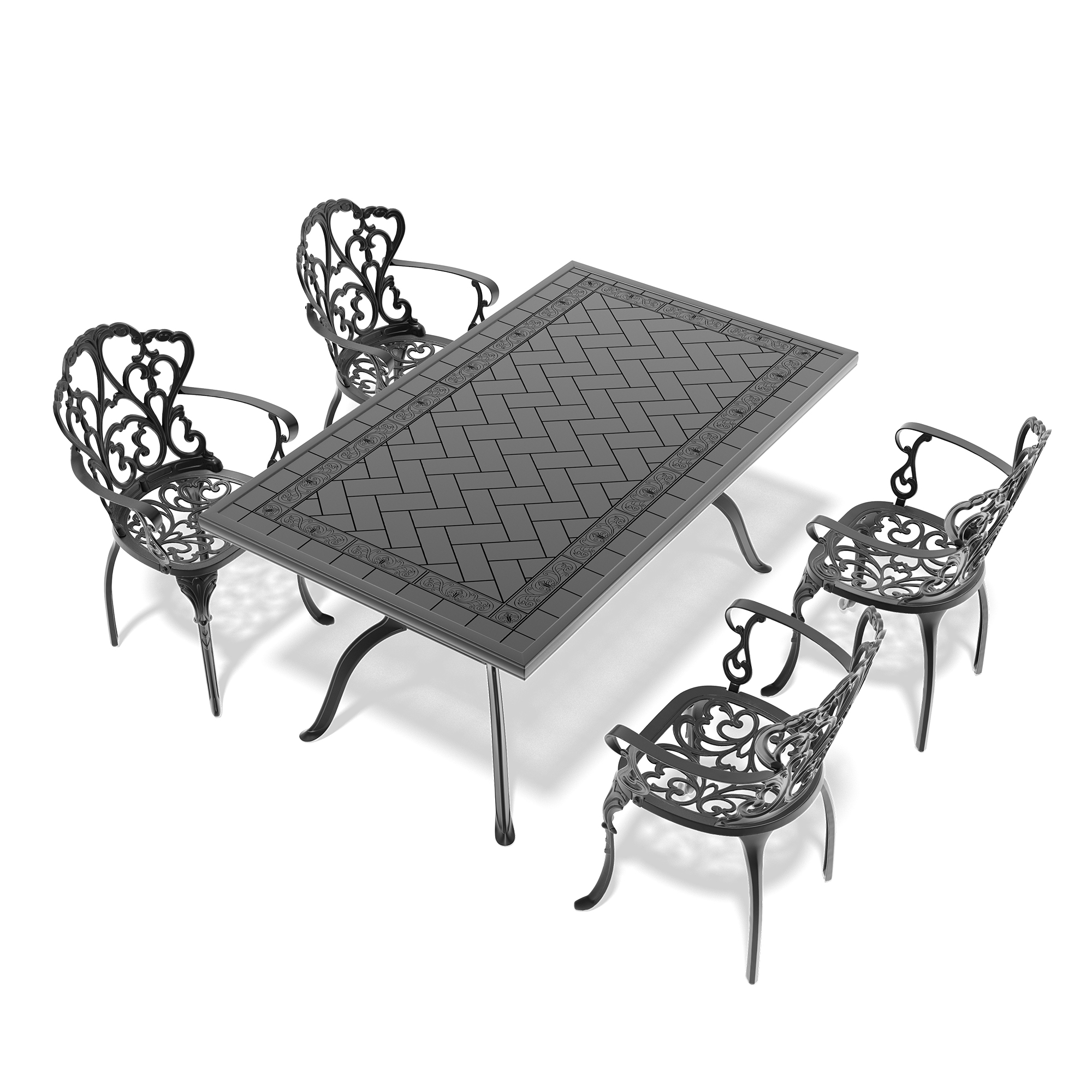5-Piece Set Of Cast Aluminum Patio Furniture With Off-white Cushions (same as W1710S00574) - Image 4