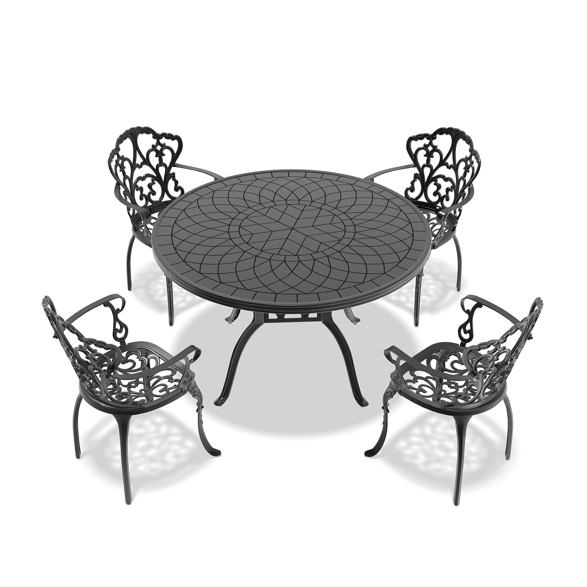5-Piece Set Of Cast Aluminum Patio Furniture With Off-white Cushions (same as W1710S00558) - Image 4