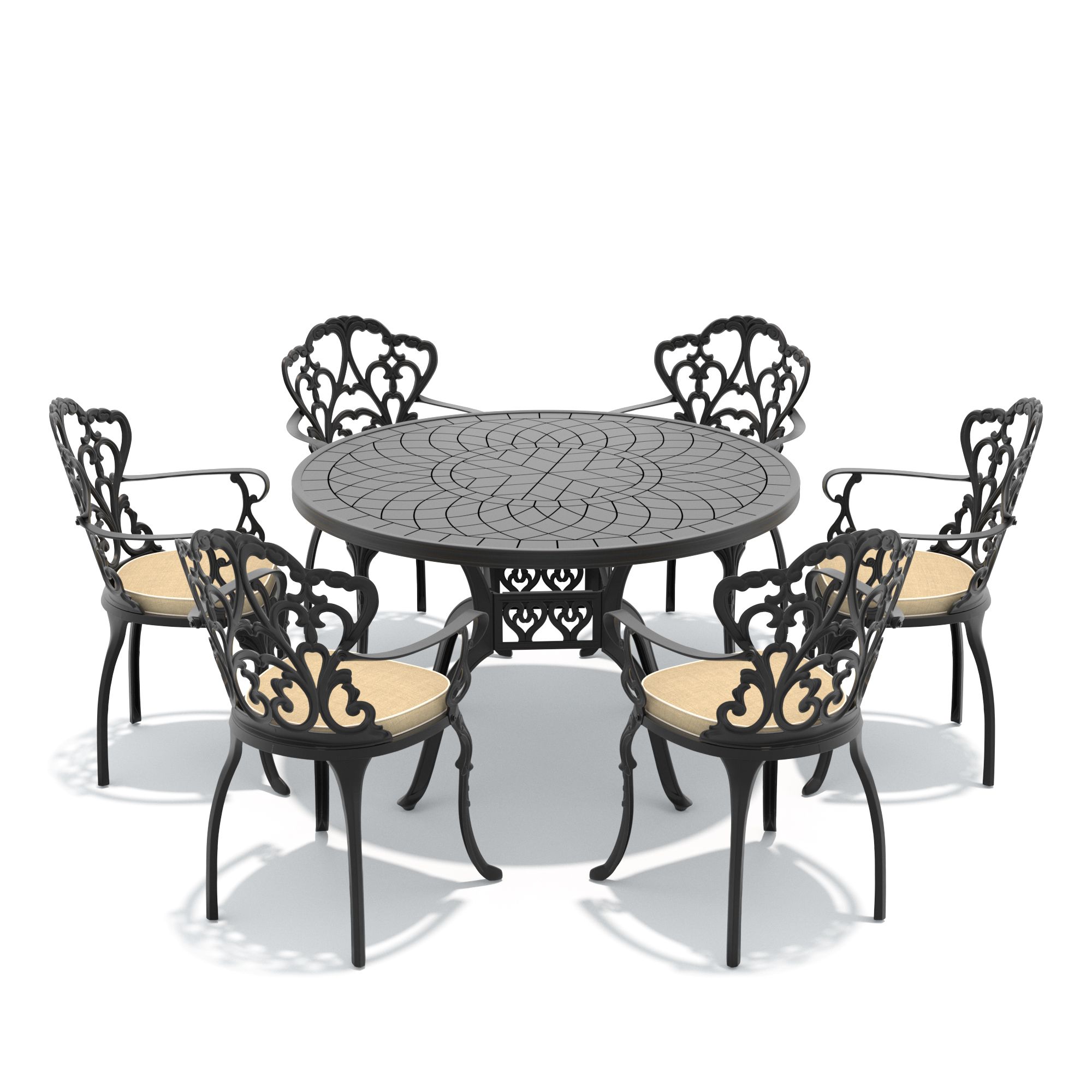 7-Piece Set Of Cast Aluminum Patio Furniture With Off-white Cushions (same as:W1710S00561 ,W1710S00398) - Image 3