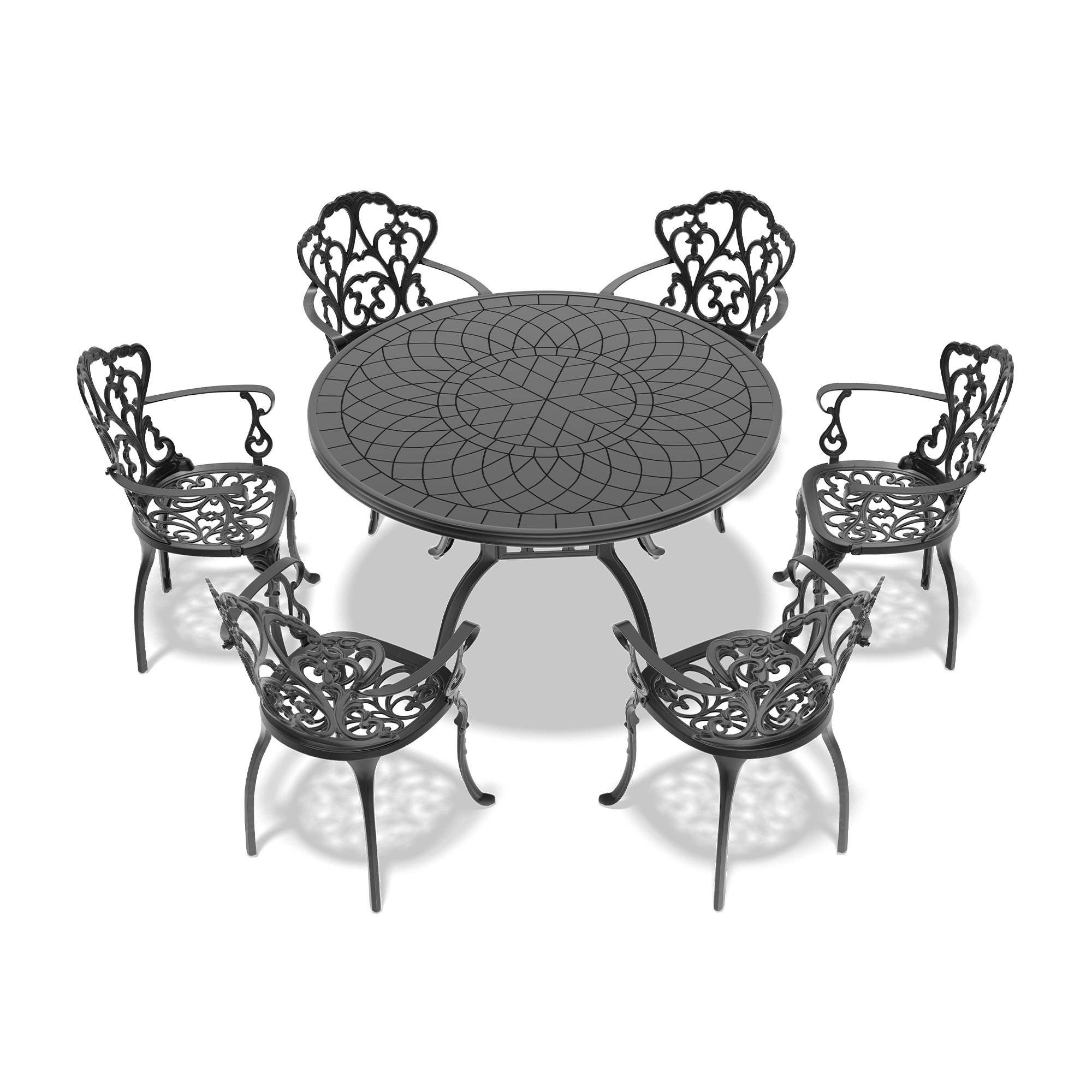 7-Piece Set Of Cast Aluminum Patio Furniture With Off-white Cushions (same as:W1710S00561 ,W1710S00398) - Image 4