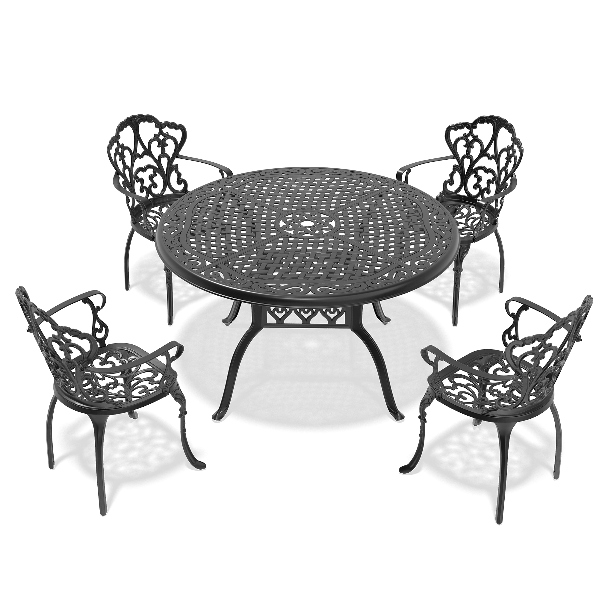 5-Piece Set Of Cast Aluminum Patio Furniture With Black Frame and Off-white Seat Cushions(same sku: W1710S00143) - Image 4