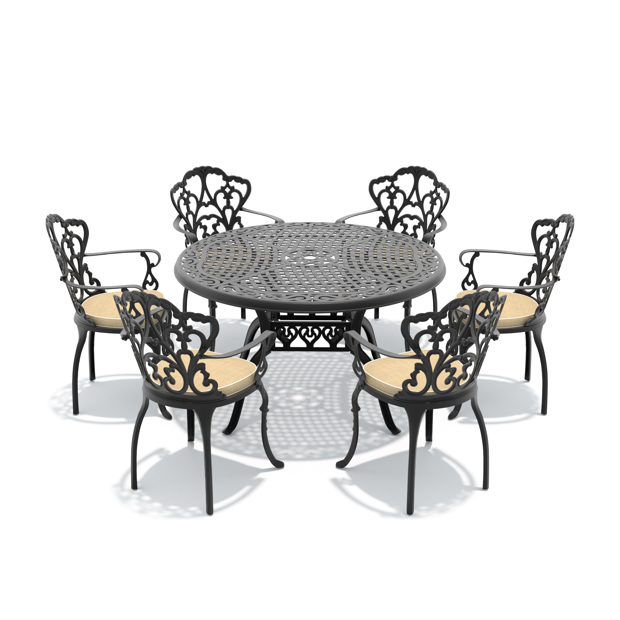 7-Piece Set Of Cast Aluminum Patio Furniture With Off-white Seat Cushions(same as W1710S00397 , W1710S00555) - Image 3