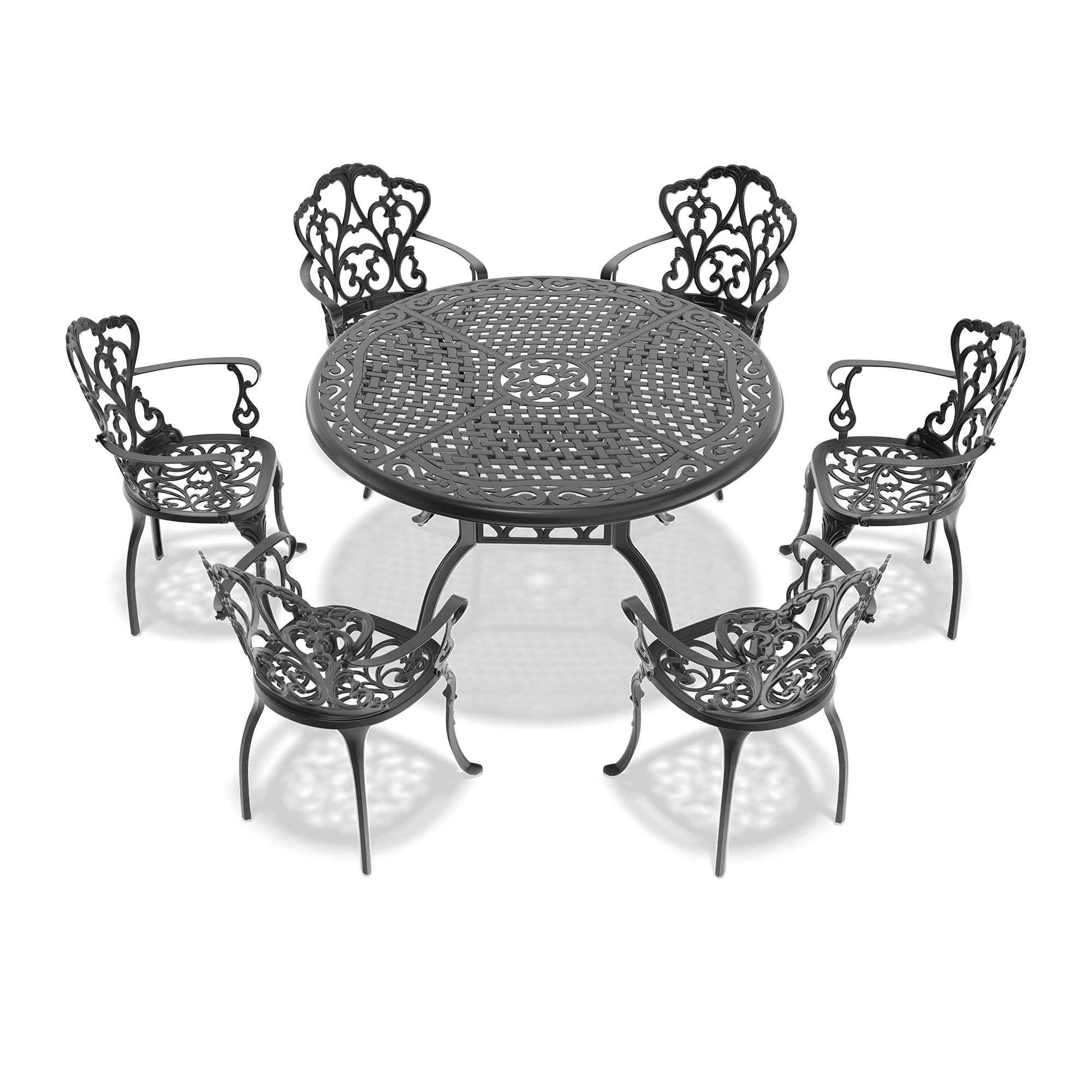 7-Piece Set Of Cast Aluminum Patio Furniture With Off-white Seat Cushions(same as W1710S00397 , W1710S00555) - Image 4
