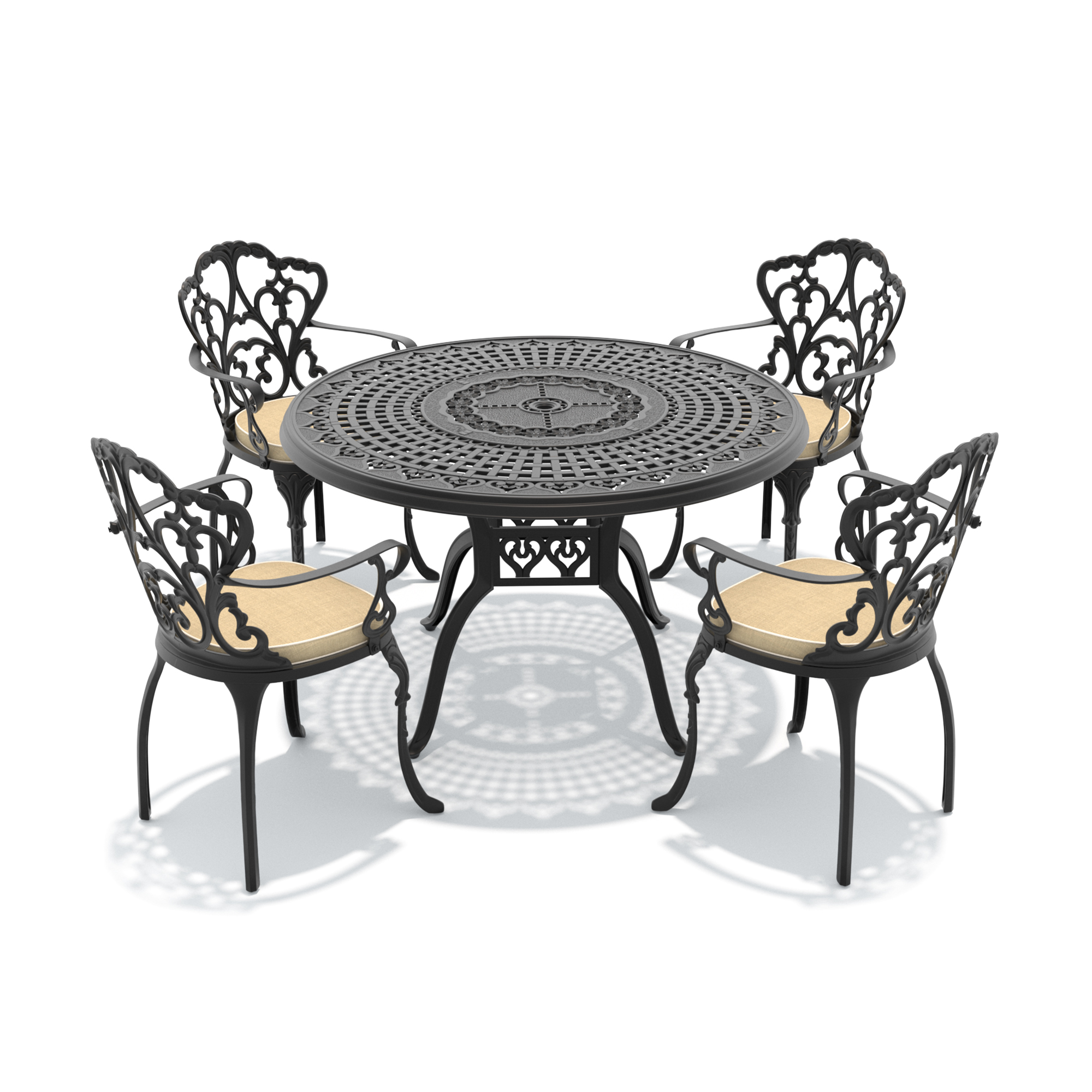 5-Piece Set Of Cast Aluminum Patio Furniture With Off-white Seat Cushions(same as W1710S00564) - Image 3