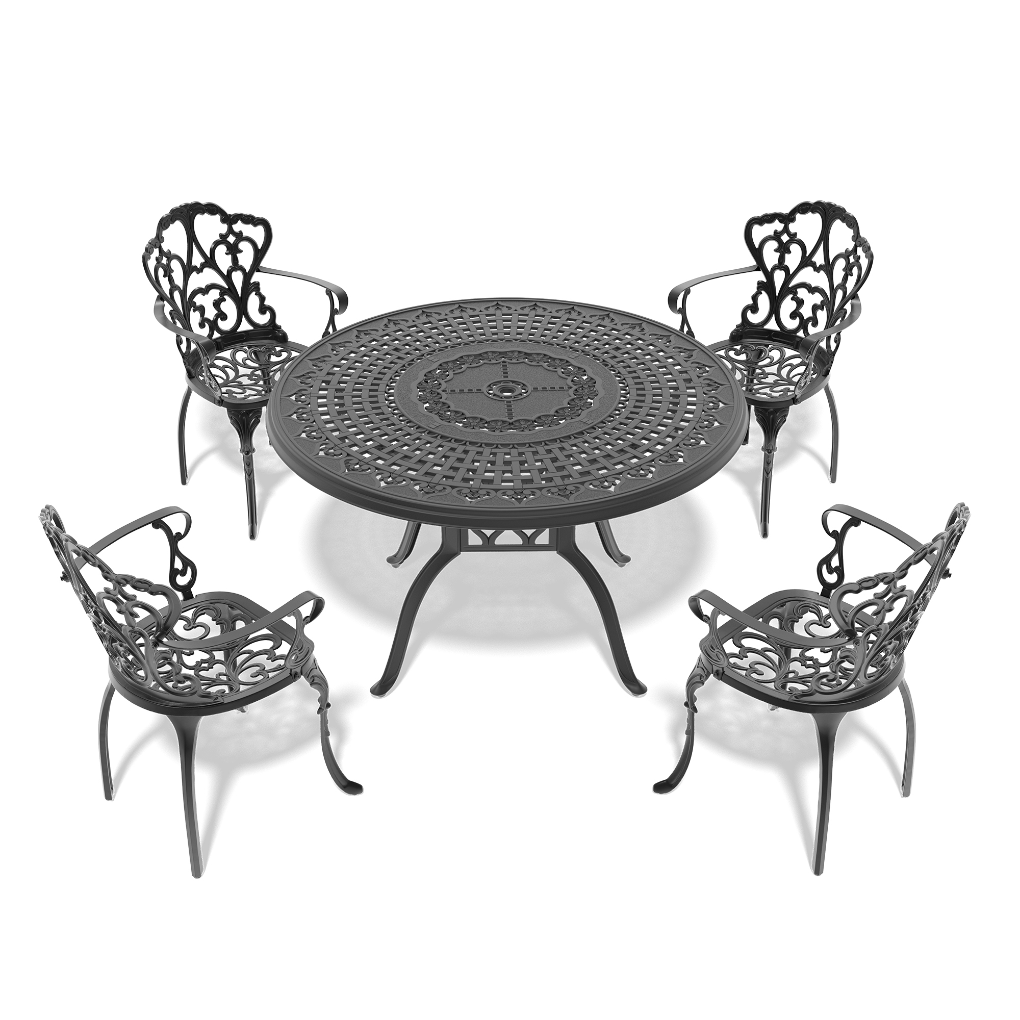 5-Piece Set Of Cast Aluminum Patio Furniture With Off-white Seat Cushions(same as W1710S00564) - Image 4