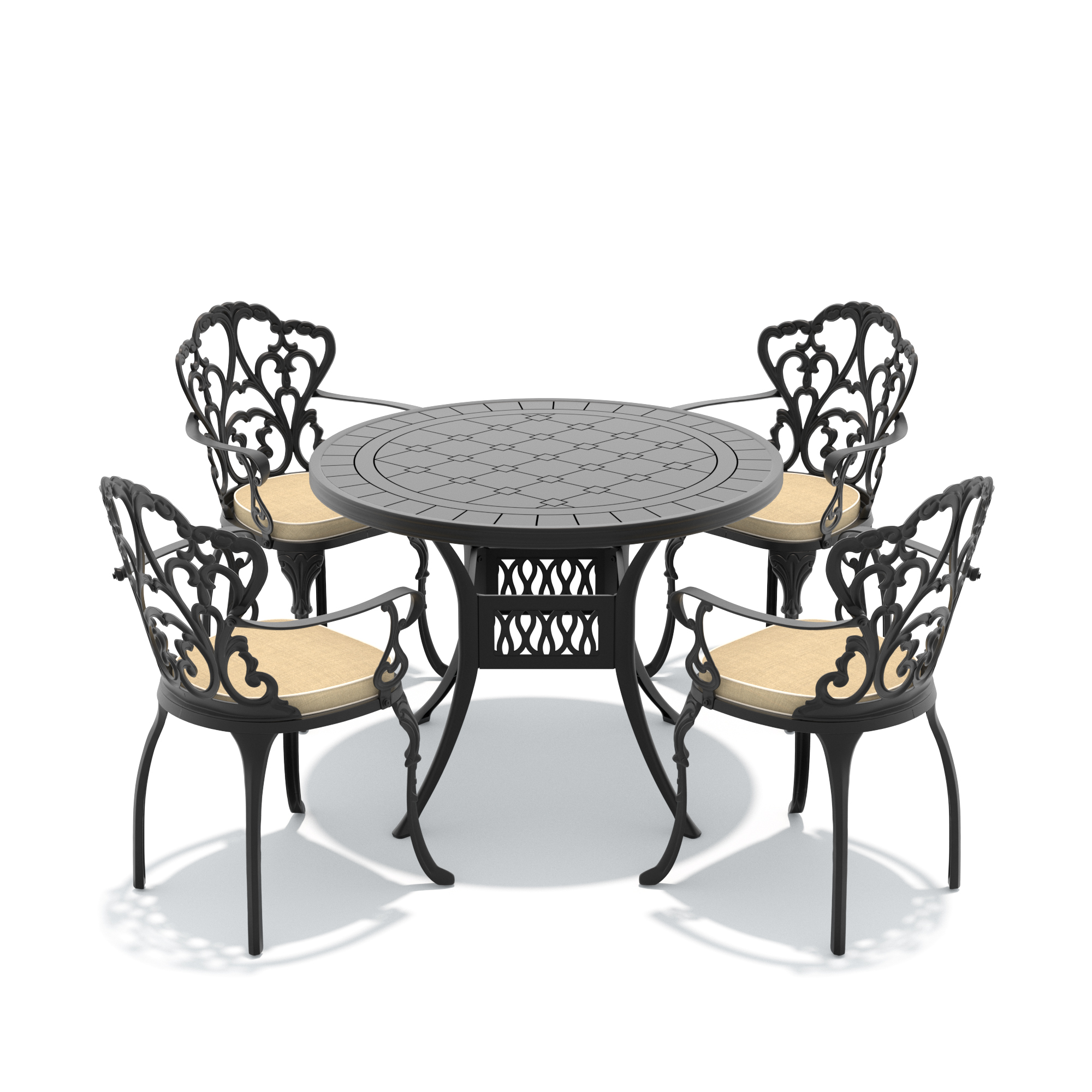 5-Piece Set Of Cast Aluminum Patio Furniture With Off-white Cushions (same as W1710S00550) - Image 3