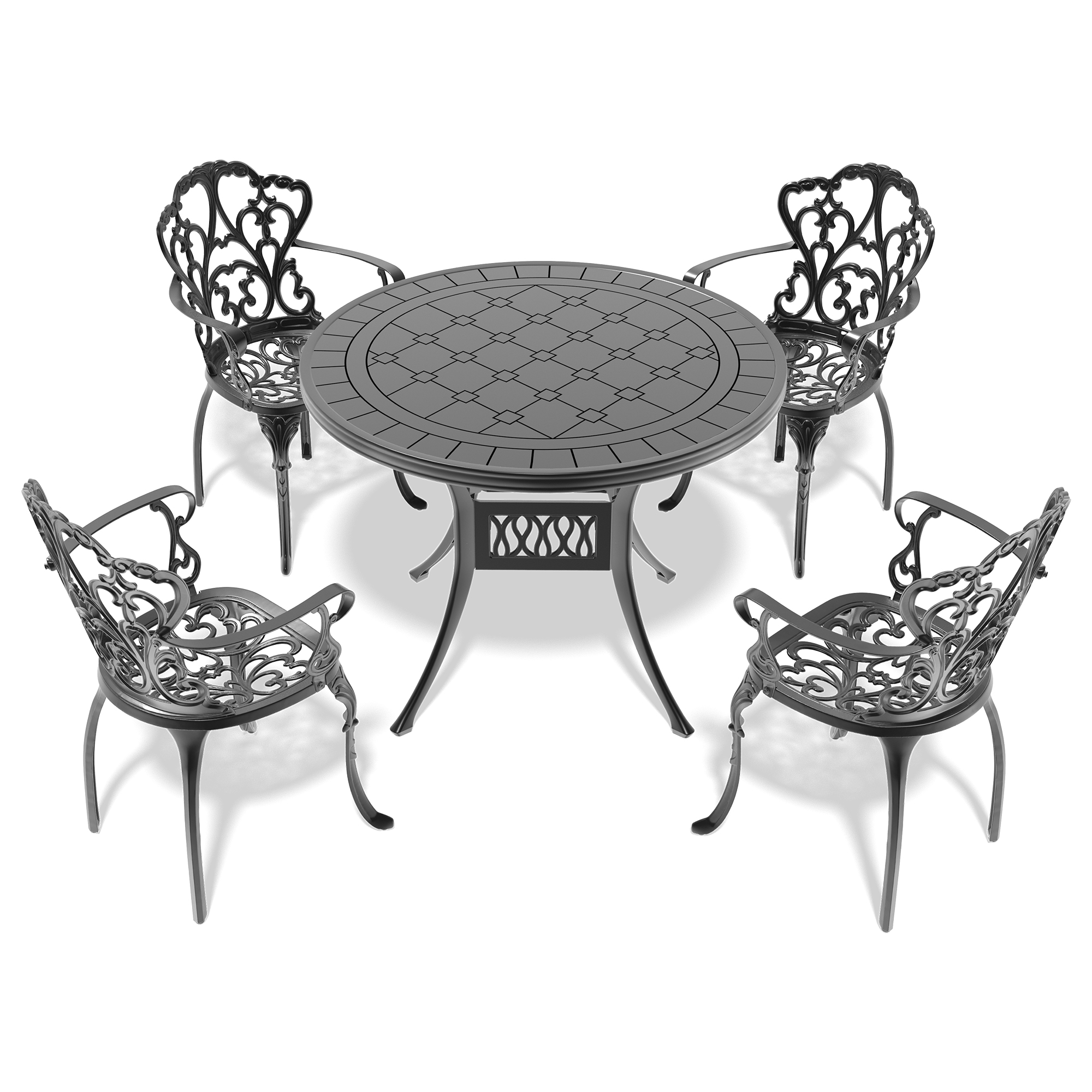 5-Piece Set Of Cast Aluminum Patio Furniture With Off-white Cushions (same as W1710S00550) - Image 4