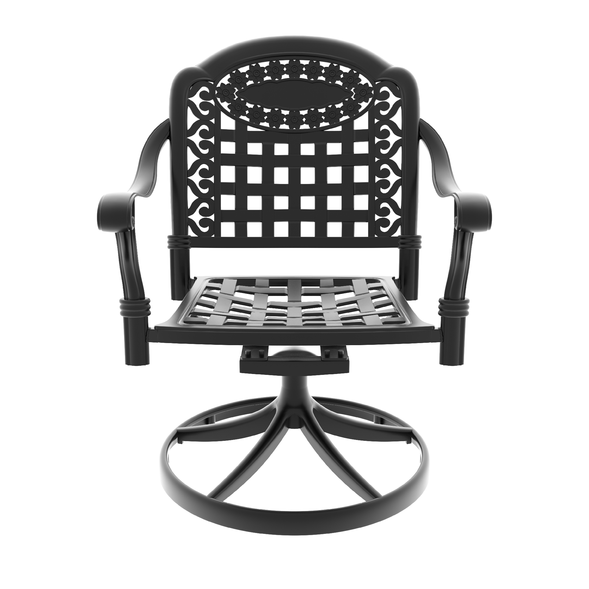 5-Piece All-Weather Cast Aluminum Dining Set, Include 4 Swivel Chairs and Rectangular Table With Black Frame - Image 6