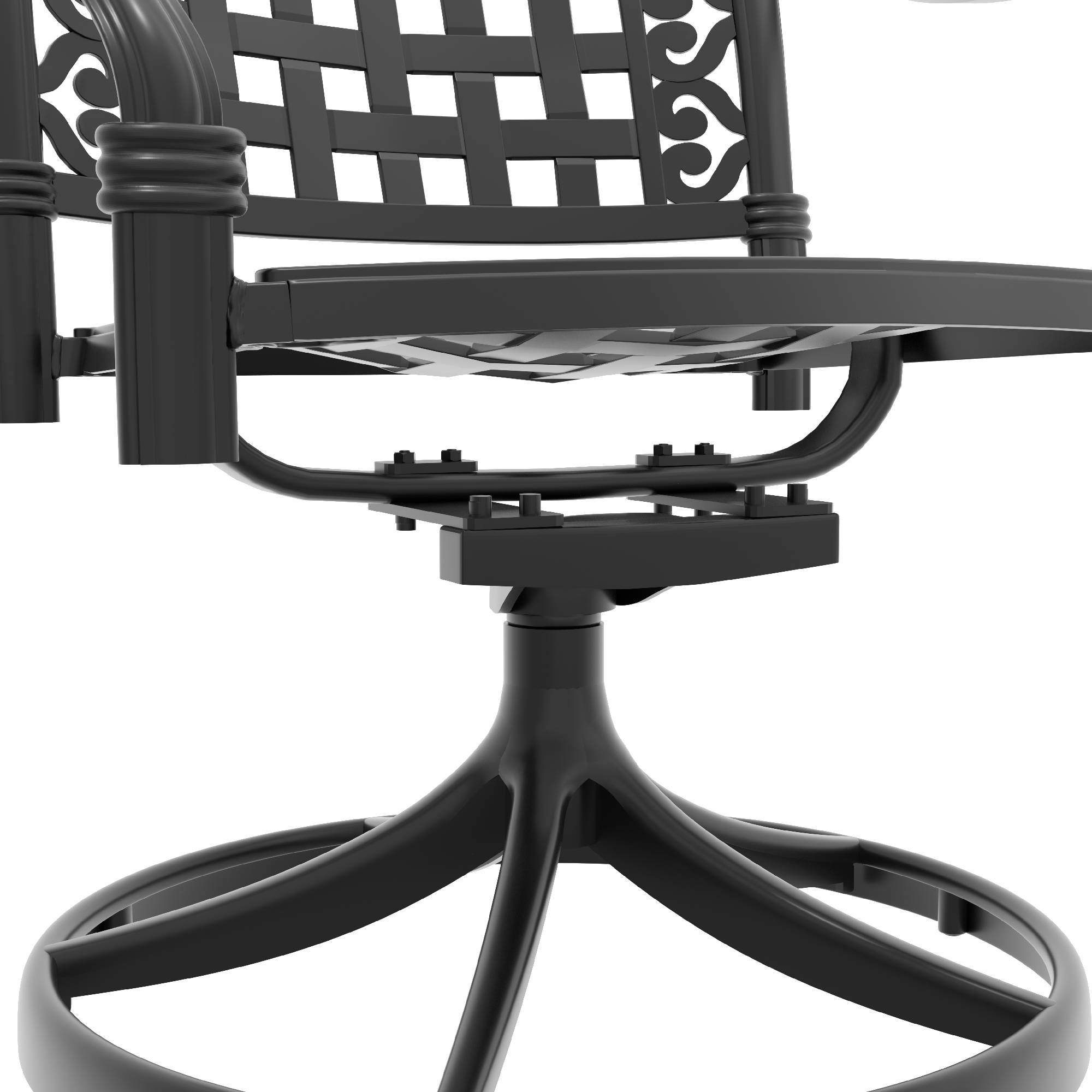 Cast Aluminum Patio Swivel Chair 6PCS With Black Frame and Blue Cushions - Image 5