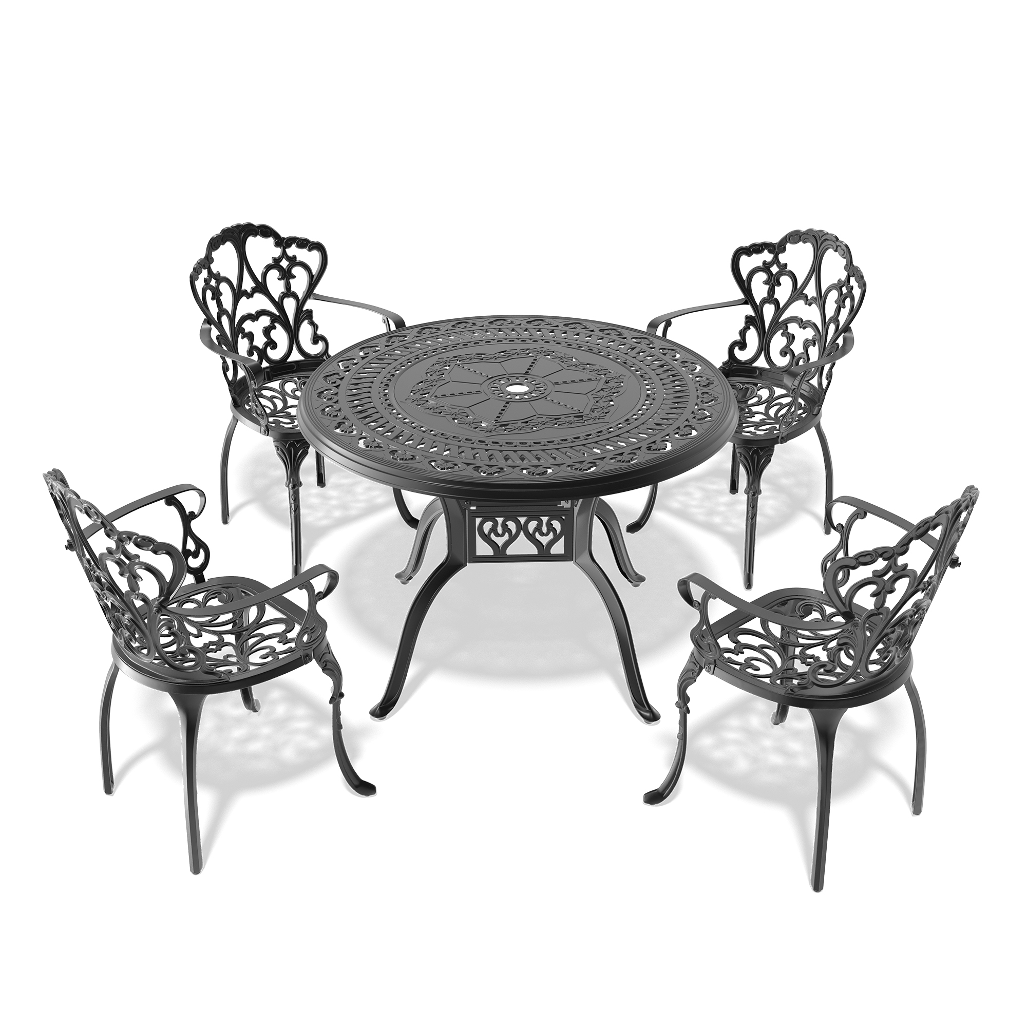 5-Piece Set Of Cast Aluminum Patio Furniture With Off-white Cushions (same as W1710S00548) - Image 4