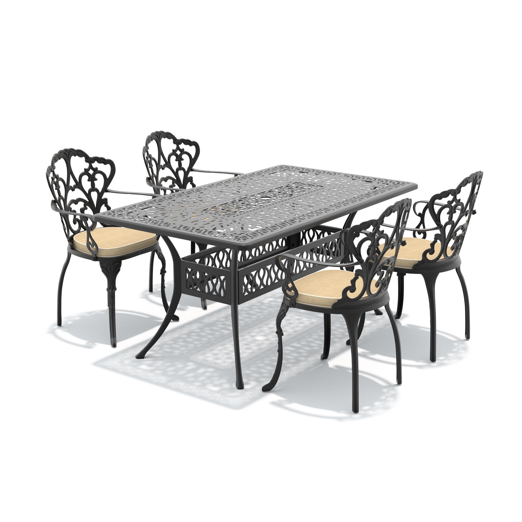 5-Piece Set Of Cast Aluminum Patio Furniture With Off-white Cushions (same as W1710S00569) - Image 3
