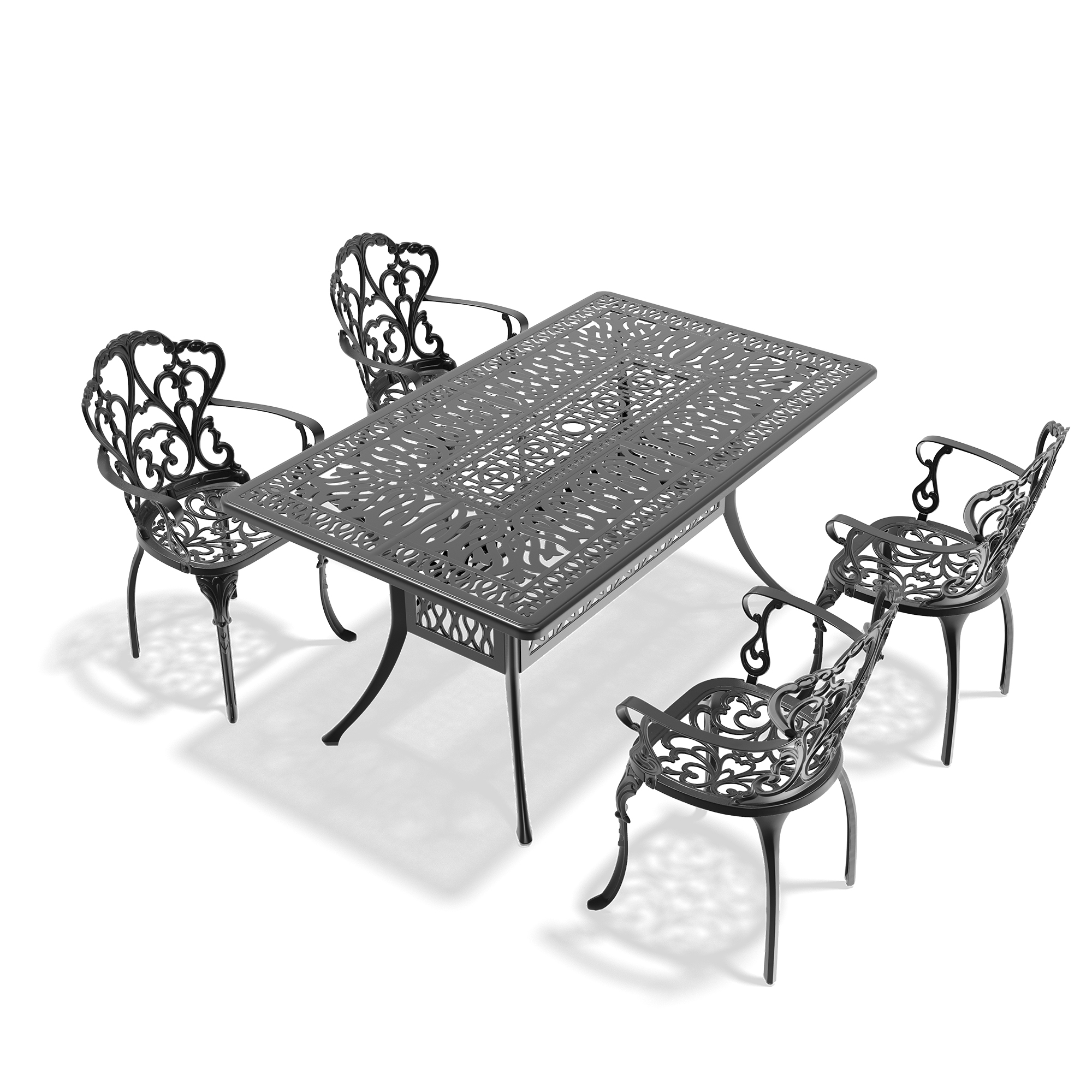 5-Piece Set Of Cast Aluminum Patio Furniture With Off-white Cushions (same as W1710S00569) - Image 4