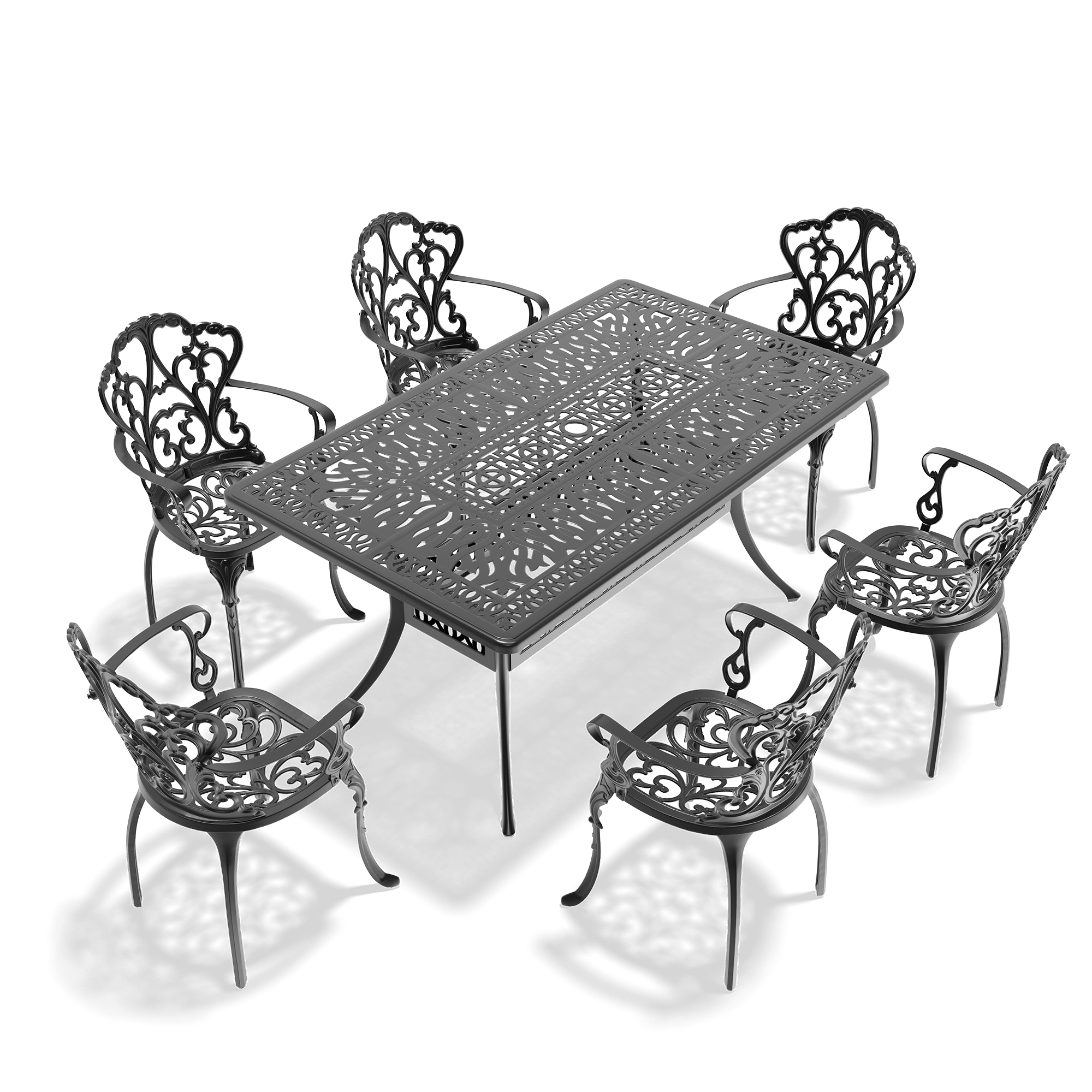 7-Piece Set Of Cast Aluminum Patio Furniture With Off-white Cushions (same as:W1710S00571 ,W1710S00400) - Image 4