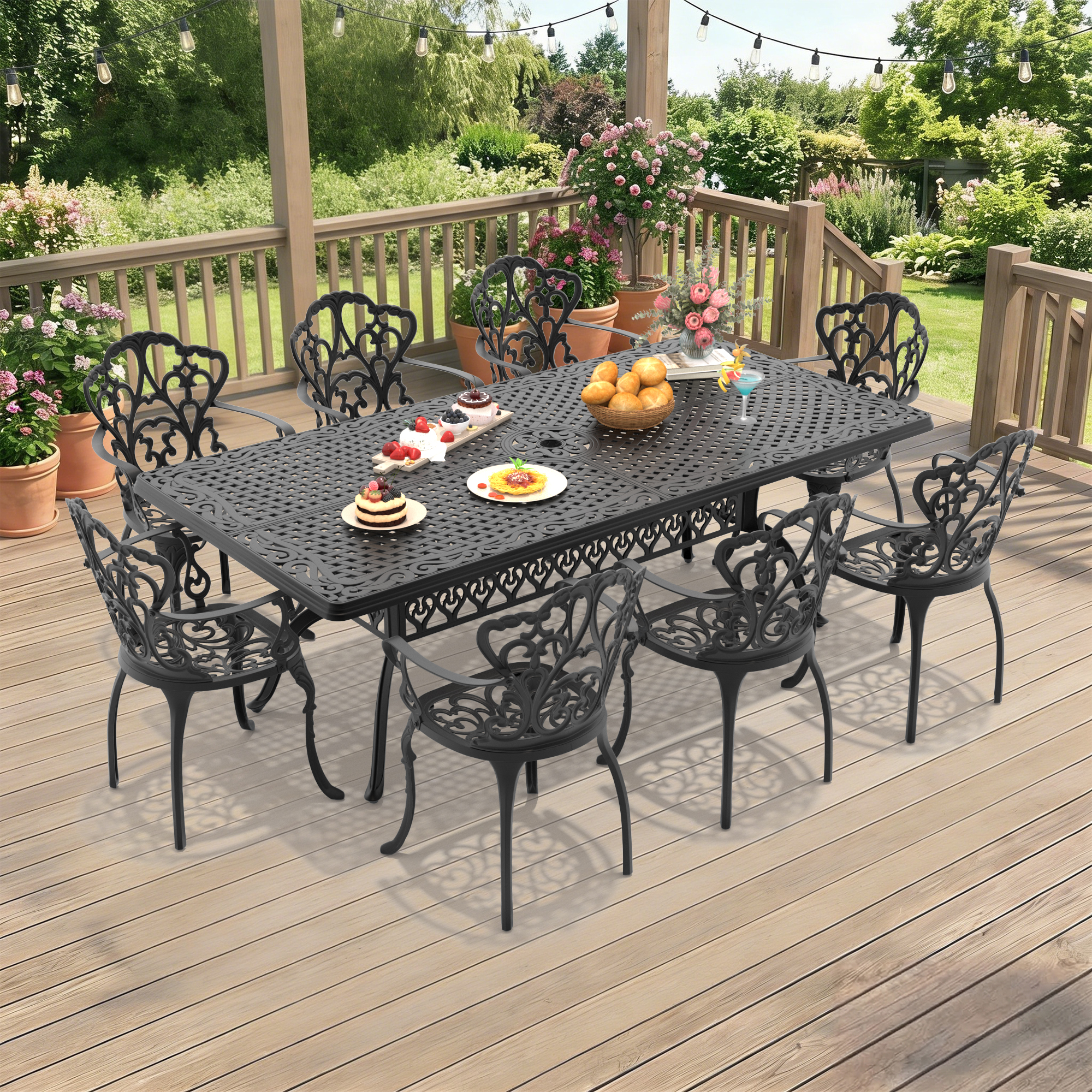 9-Piece Set Of Cast Aluminum Patio Furniture With Off-white Seat Cushions(same as W1710S00612) - Image 2