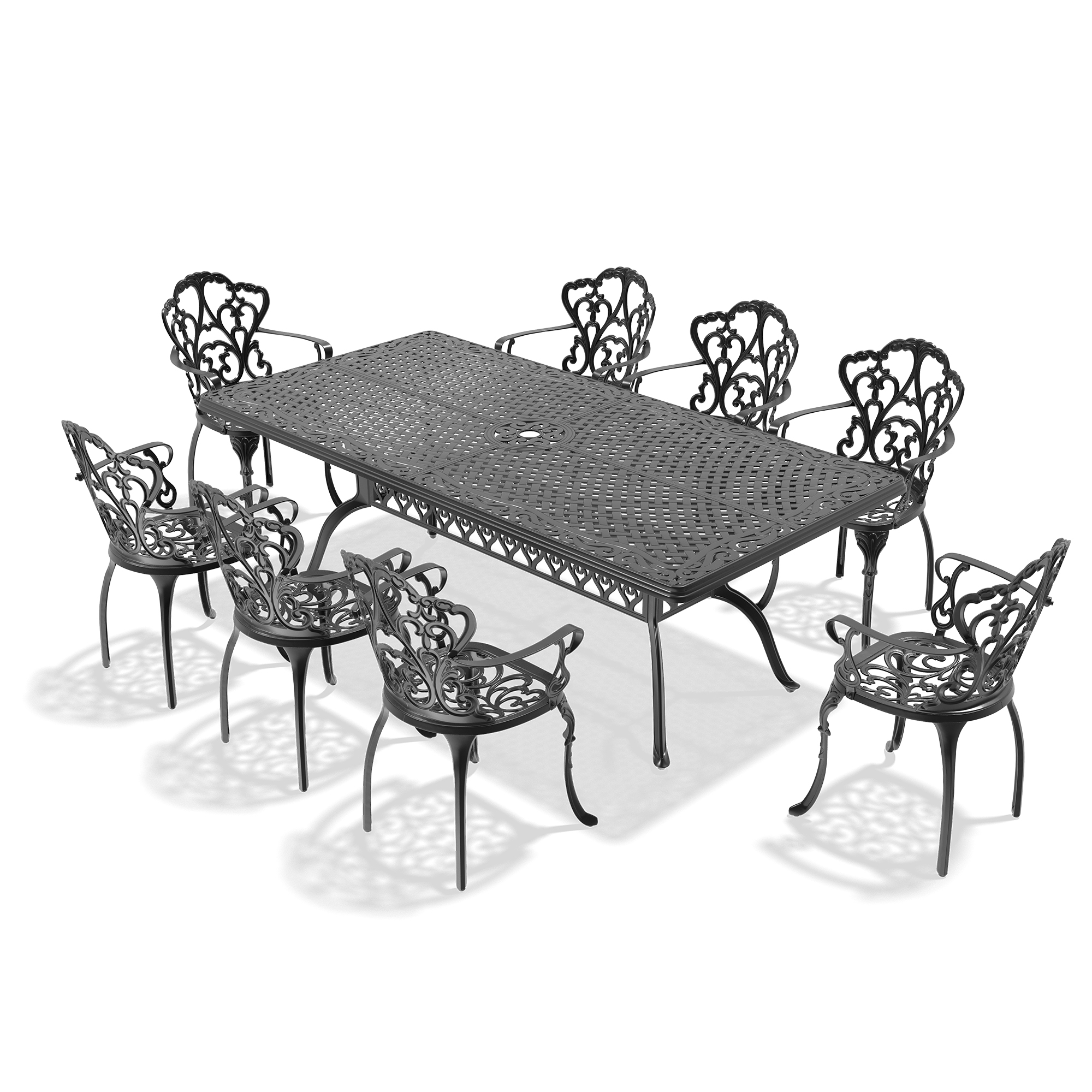 9-Piece Set Of Cast Aluminum Patio Furniture With Off-white Seat Cushions(same as W1710S00612) - Image 4