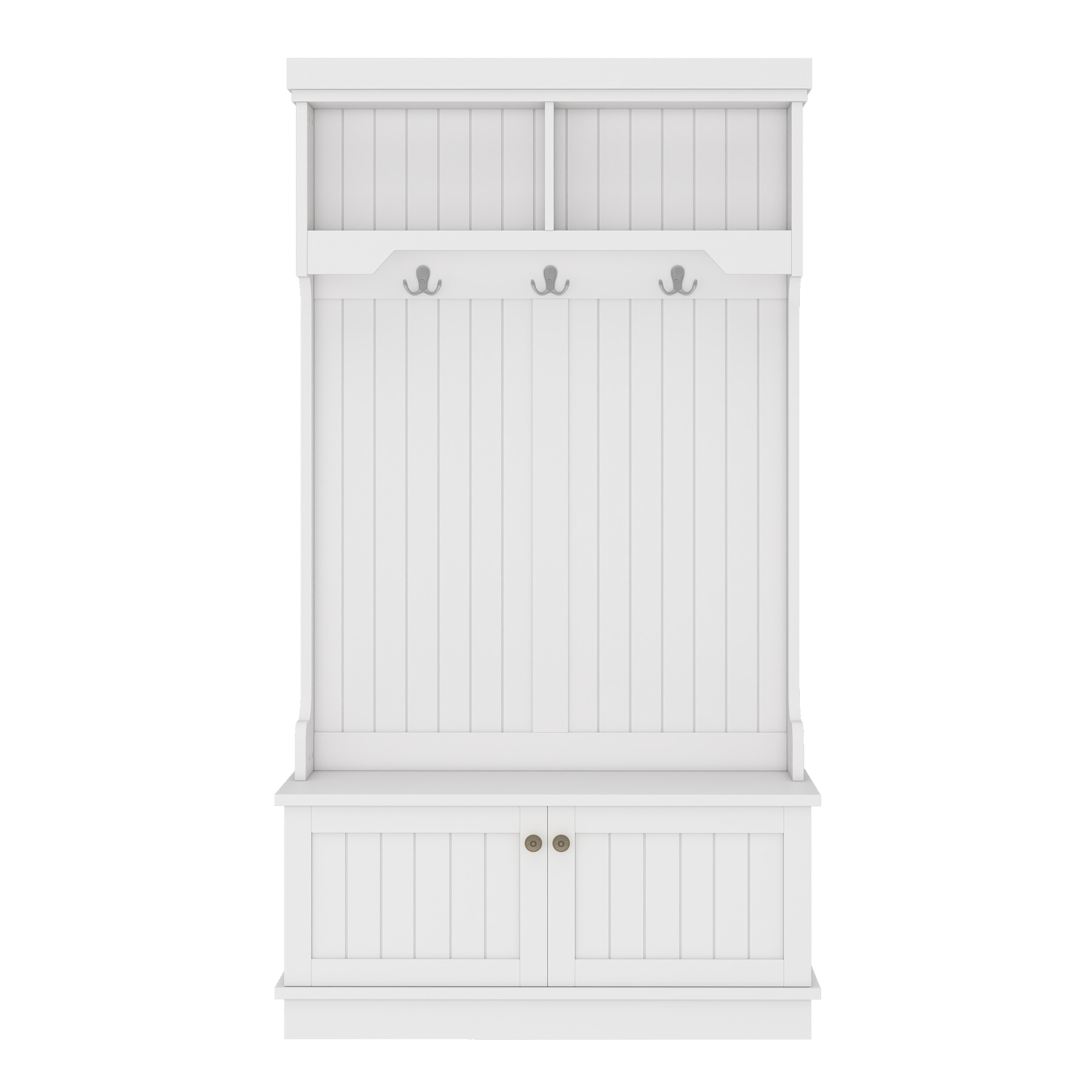 Hall Tree with Storage Shoe Bench for Entryway and Hallway, 4-in-1 Design Coat Racks with Hooks for Living Room, White - Image 5