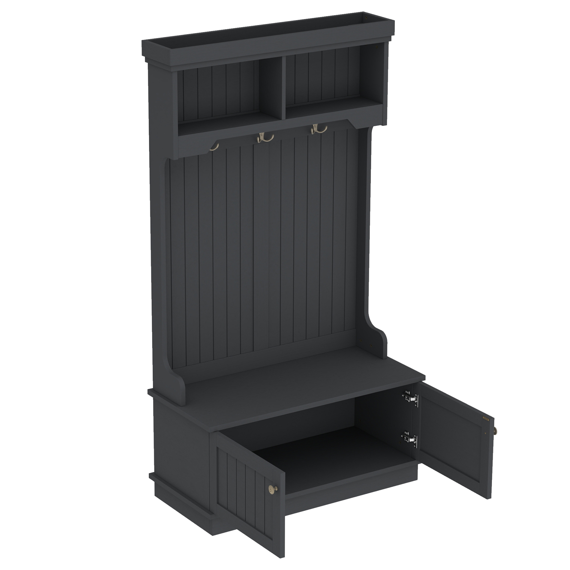 Hall Tree with Storage Shoe Bench for Entryway and Hallway, 4-in-1 Design Coat Racks with Hooks for Living Room, Black - Image 5