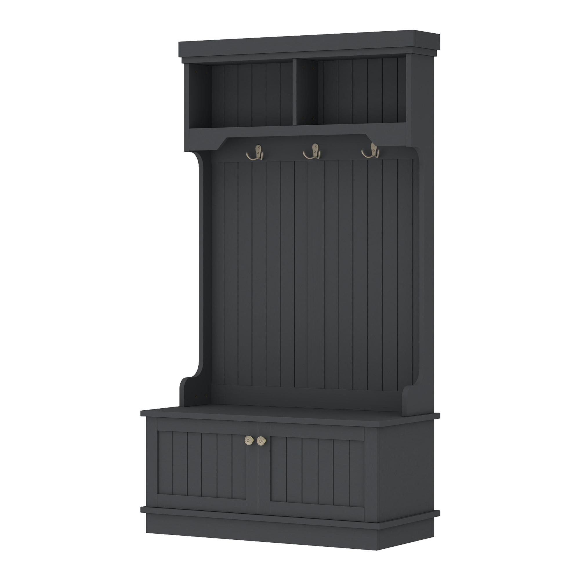 Hall Tree with Storage Shoe Bench for Entryway and Hallway, 4-in-1 Design Coat Racks with Hooks for Living Room, Black - Image 6