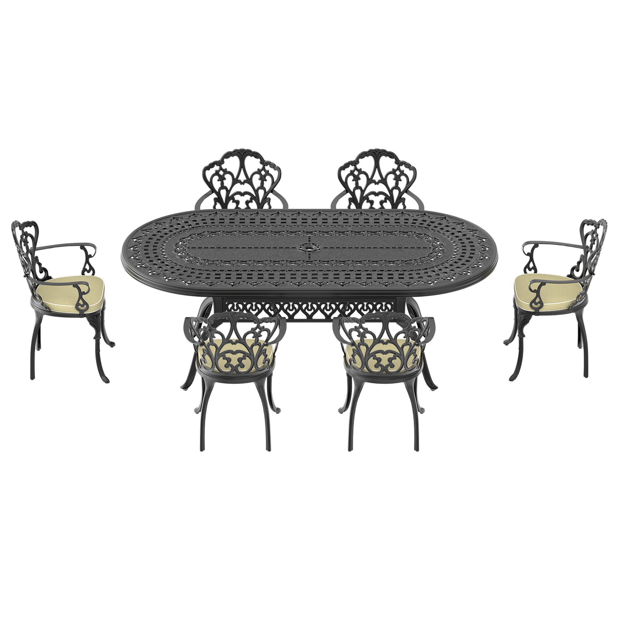 7-Piece Set Of Cast Aluminum Patio Furniture With Off-white Seat Cushions(same as W1710S00406 , W1710S00597 ,W1710S00651) - Image 3