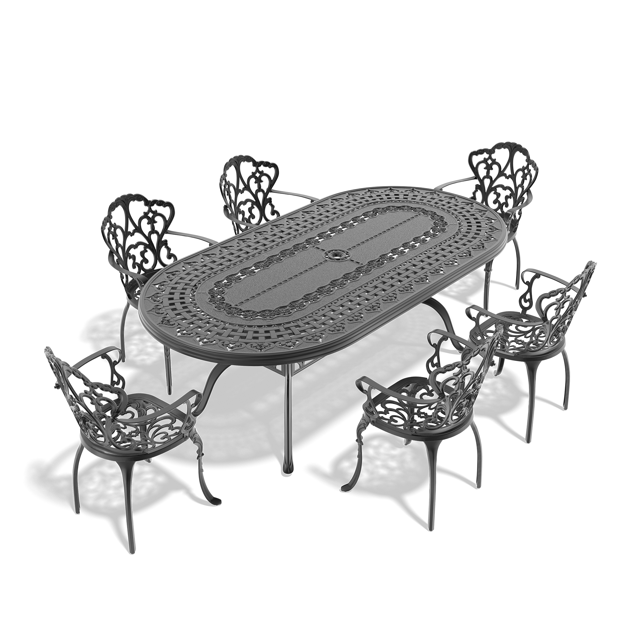 7-Piece Set Of Cast Aluminum Patio Furniture With Off-white Seat Cushions(same as W1710S00406 , W1710S00597 ,W1710S00651) - Image 4