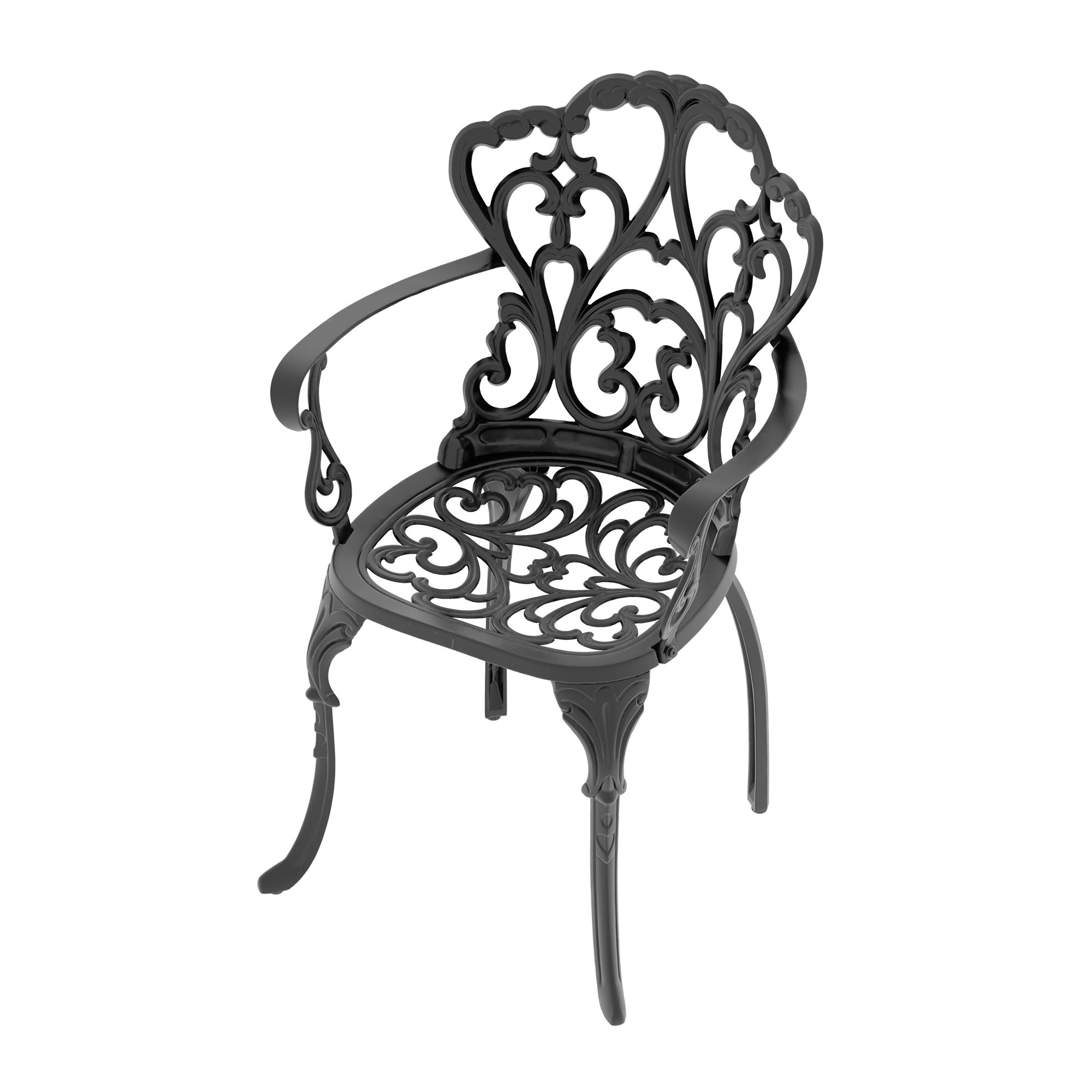 Cast Aluminum Patio Dining Chair 4PCS With Black Frame and Off-white Cushions (same as W1710S00506) - Image 3